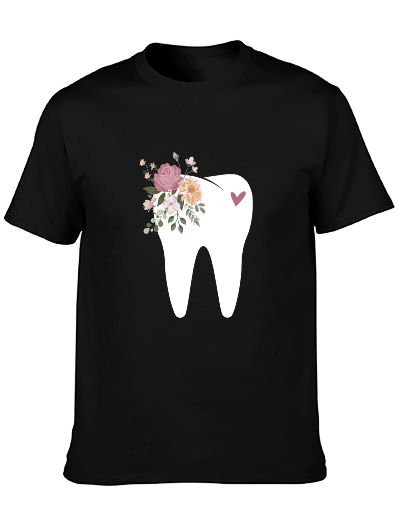 Floral Tooth Graphic Tee - Black