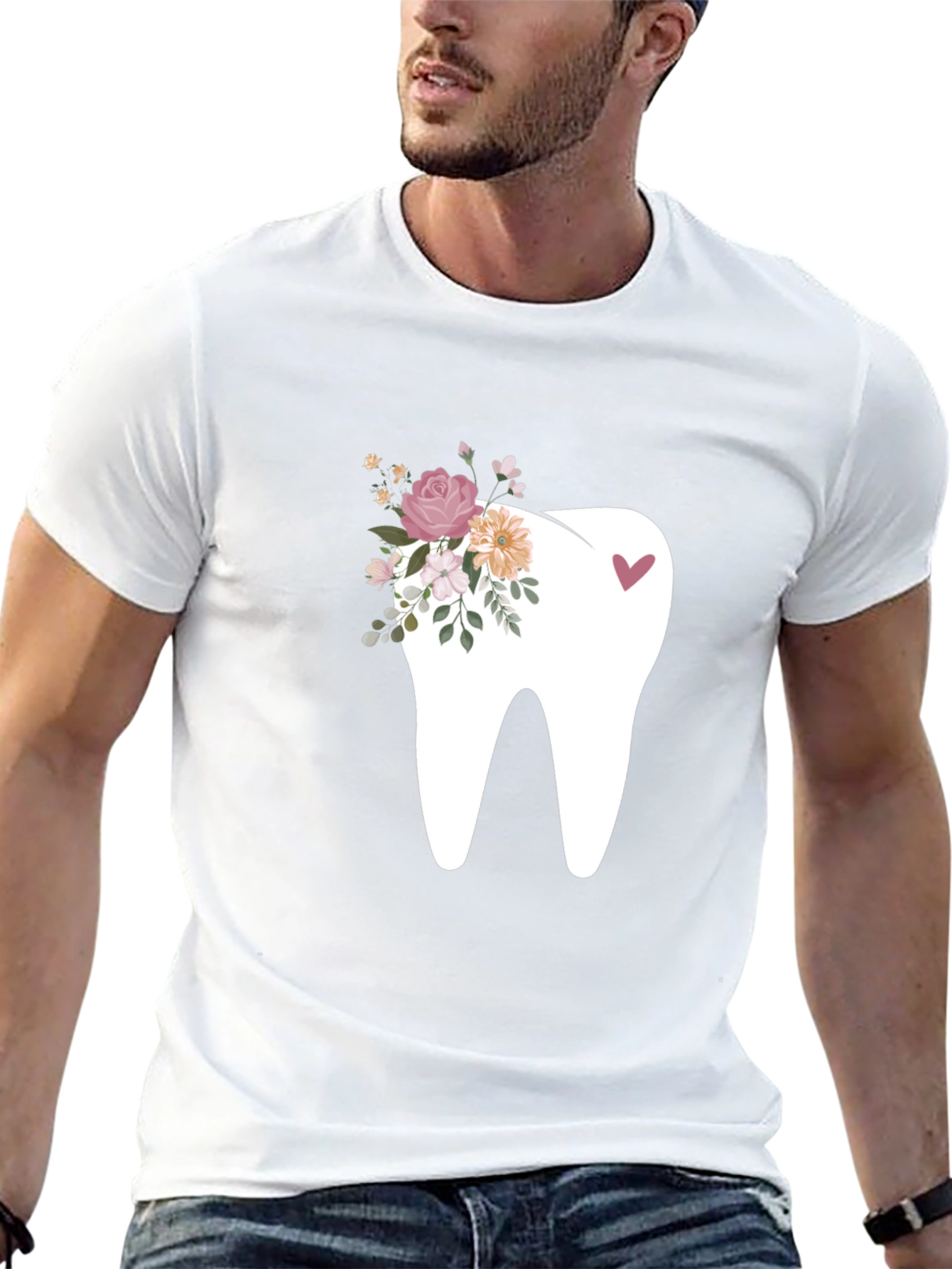 Floral Tooth Graphic Tee - Black