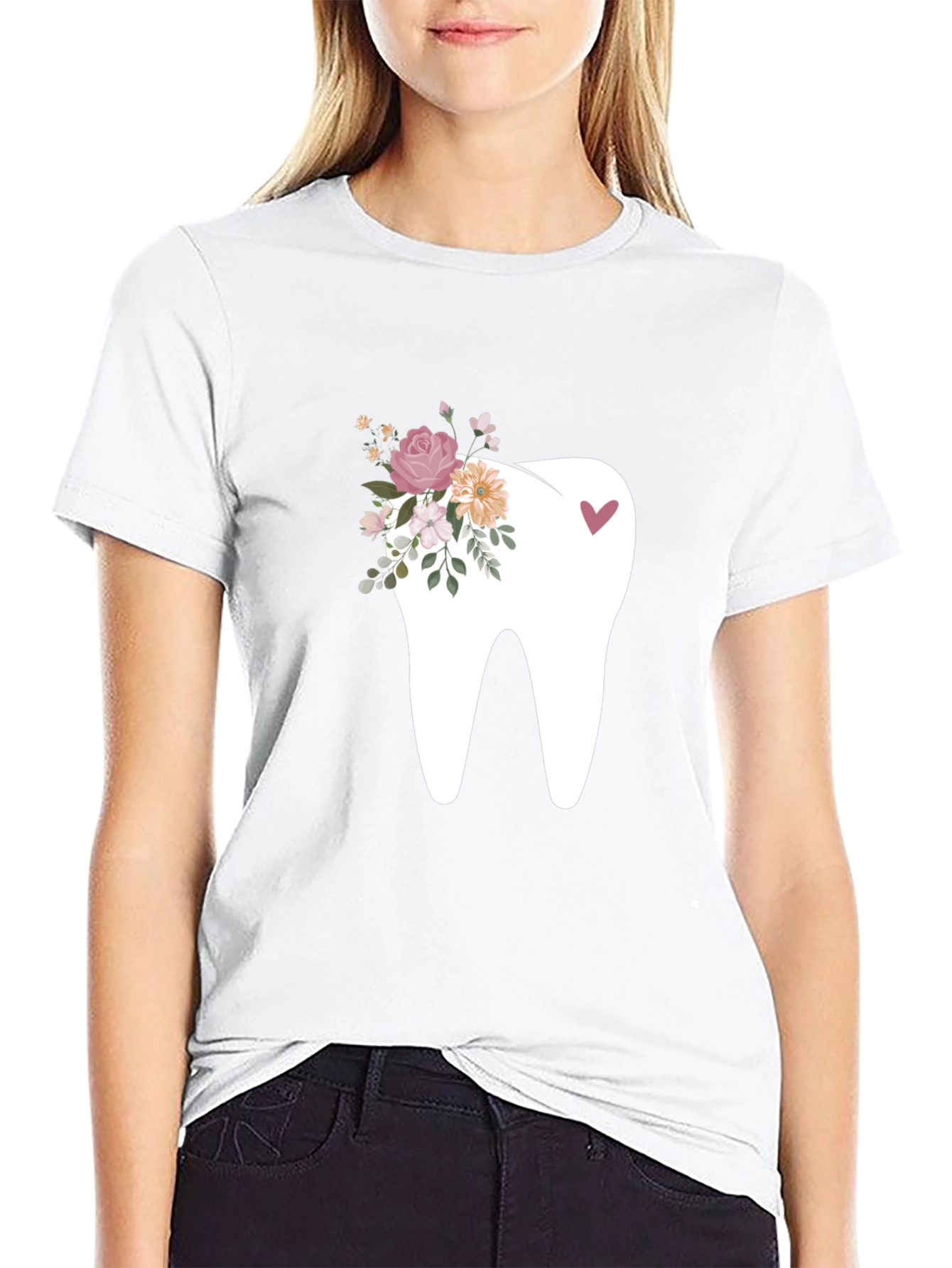 Floral Tooth Graphic Tee - Black
