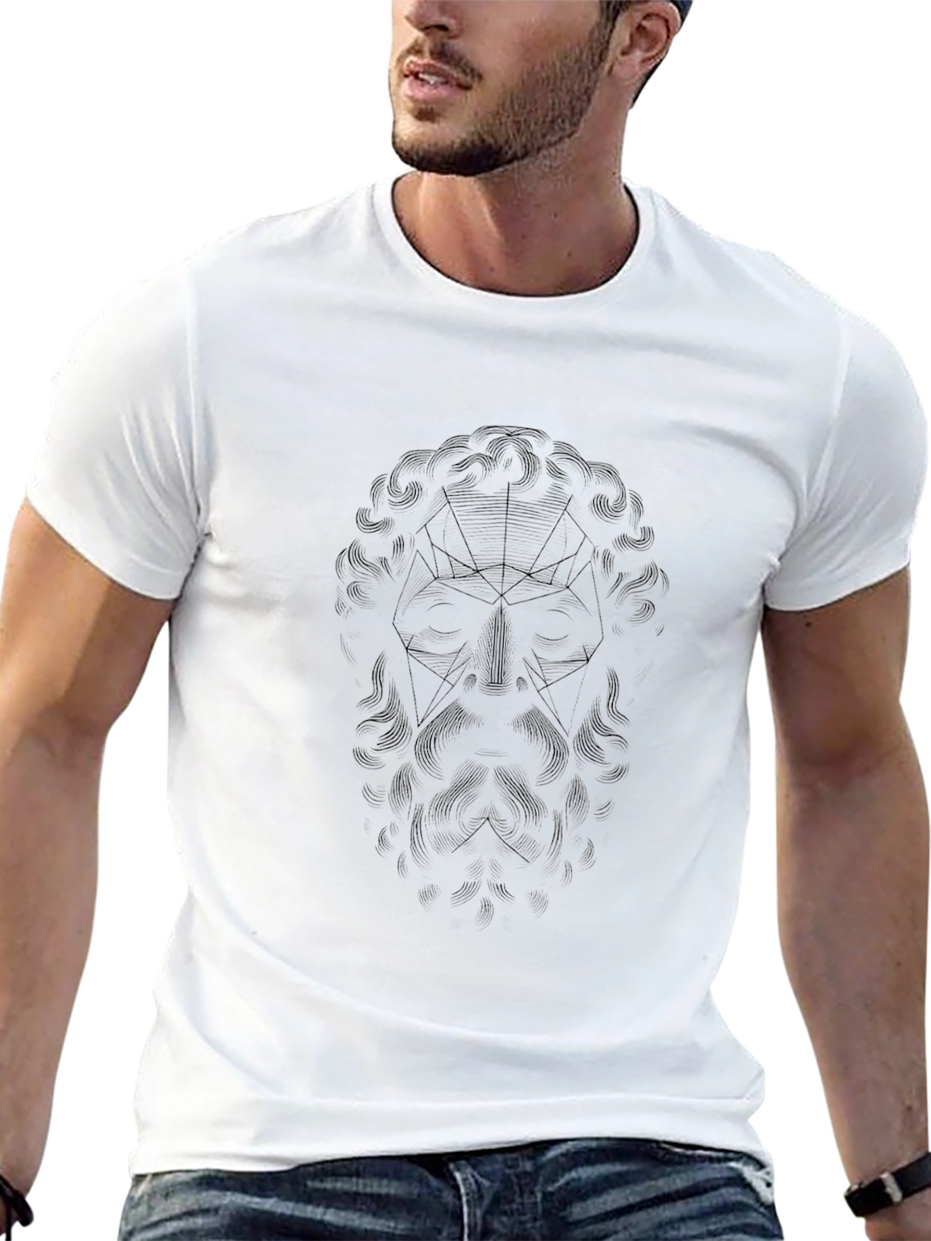 Geometric Zeus Graphic Tee - Stylish Black T-Shirt