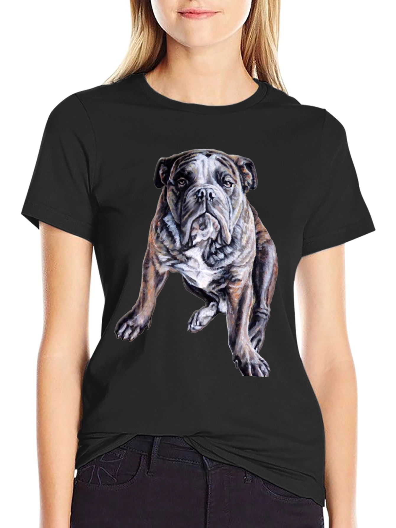 Bulldog Graphic Print Mens Black T-Shirt