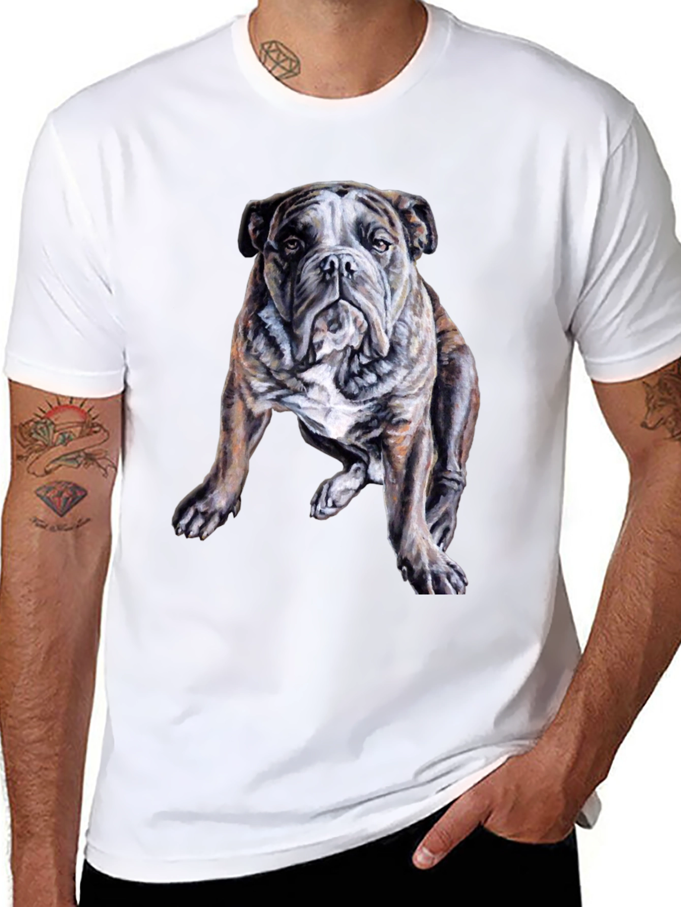 Bulldog Graphic Print Mens Black T-Shirt