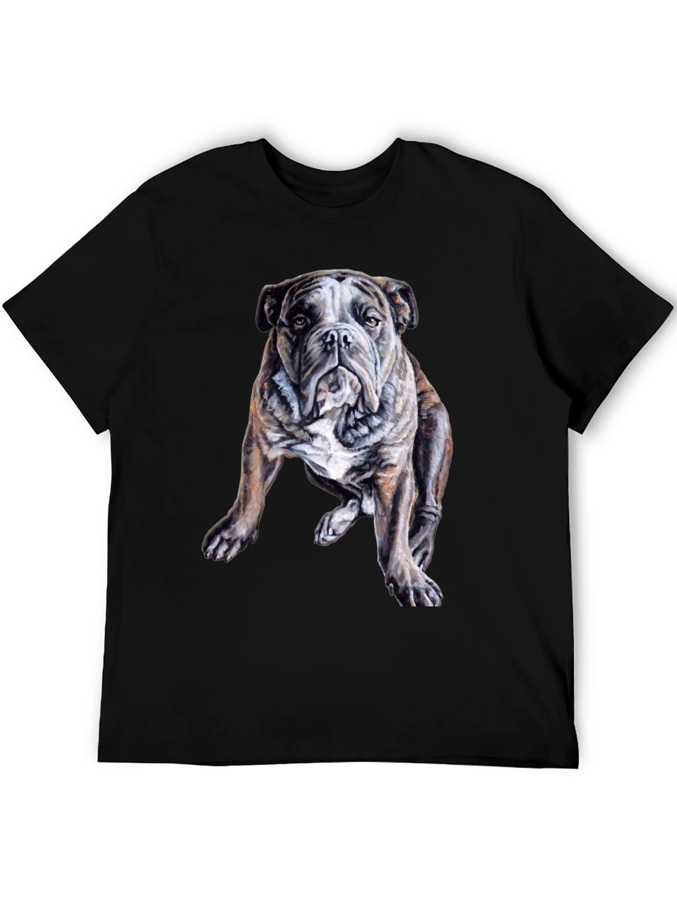 Bulldog Graphic Print Mens Black T-Shirt