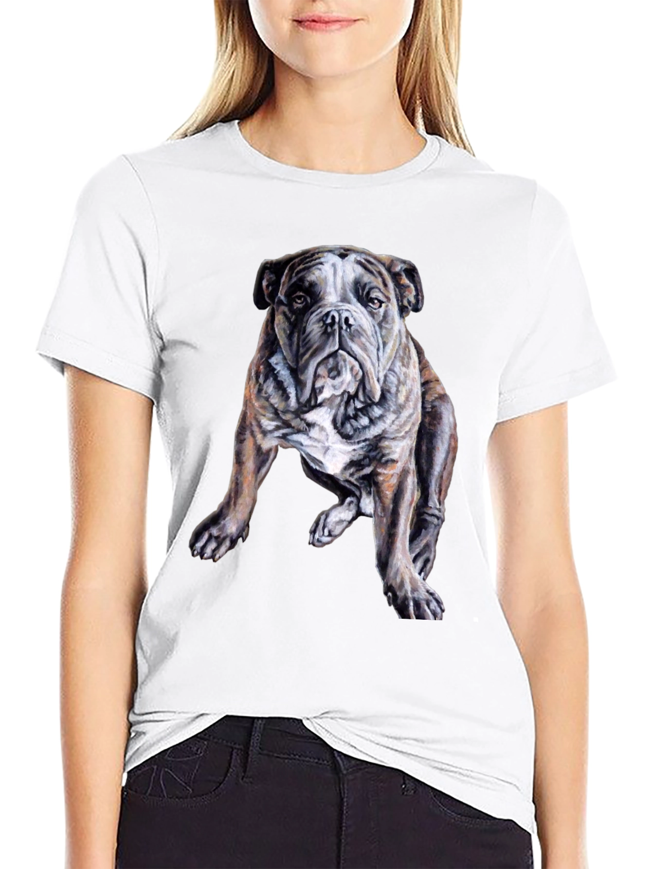 Bulldog Graphic Print Mens Black T-Shirt