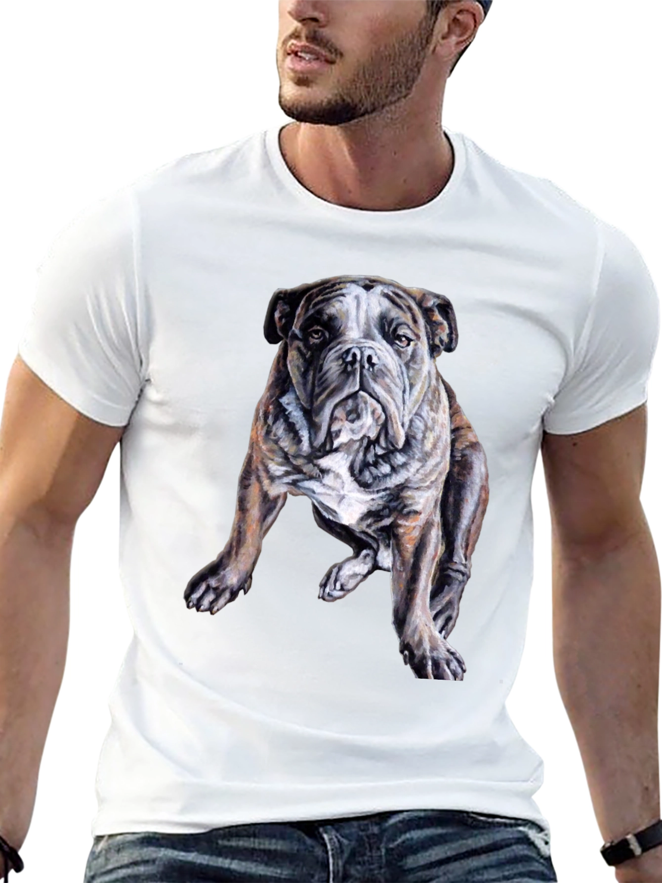 Bulldog Graphic Print Mens Black T-Shirt