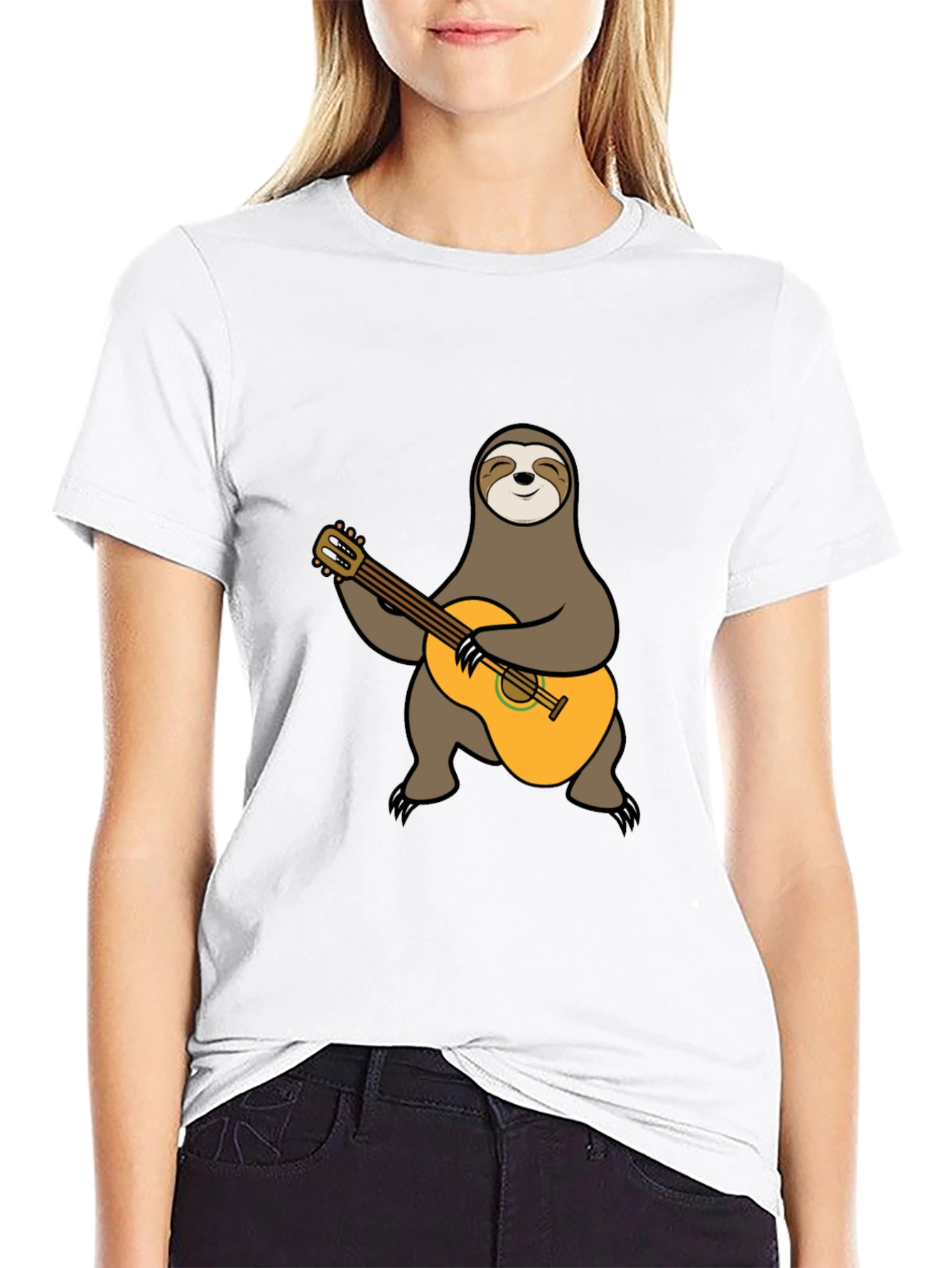 Sloth Guitarist T-Shirt - Playful Animal Tee