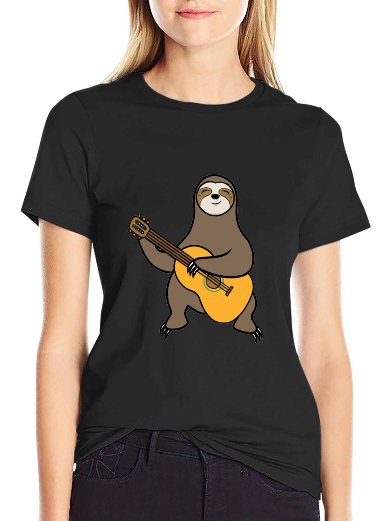 Sloth Guitarist T-Shirt - Playful Animal Tee