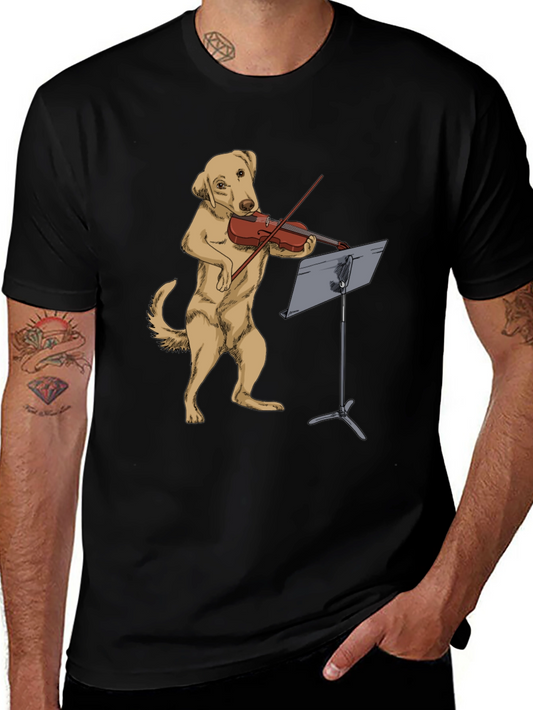 Dog Playing Violin Graphic Tee - Unique Musician Dog T-Shirt