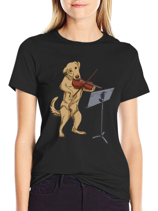 Dog Playing Violin Graphic Tee - Unique Musician Dog T-Shirt