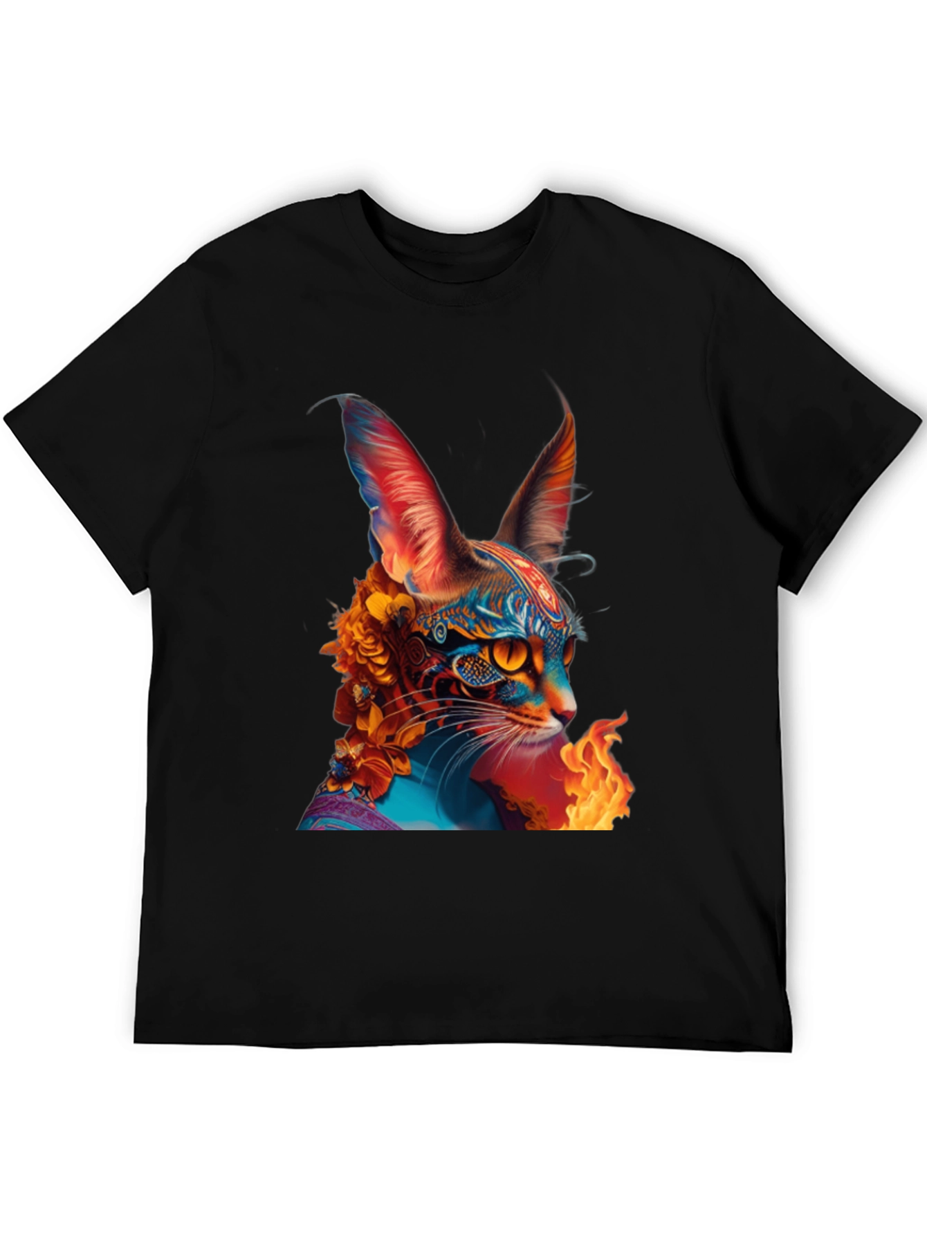 Psychedelic Cat Graphic Tee - Unique Animal Print