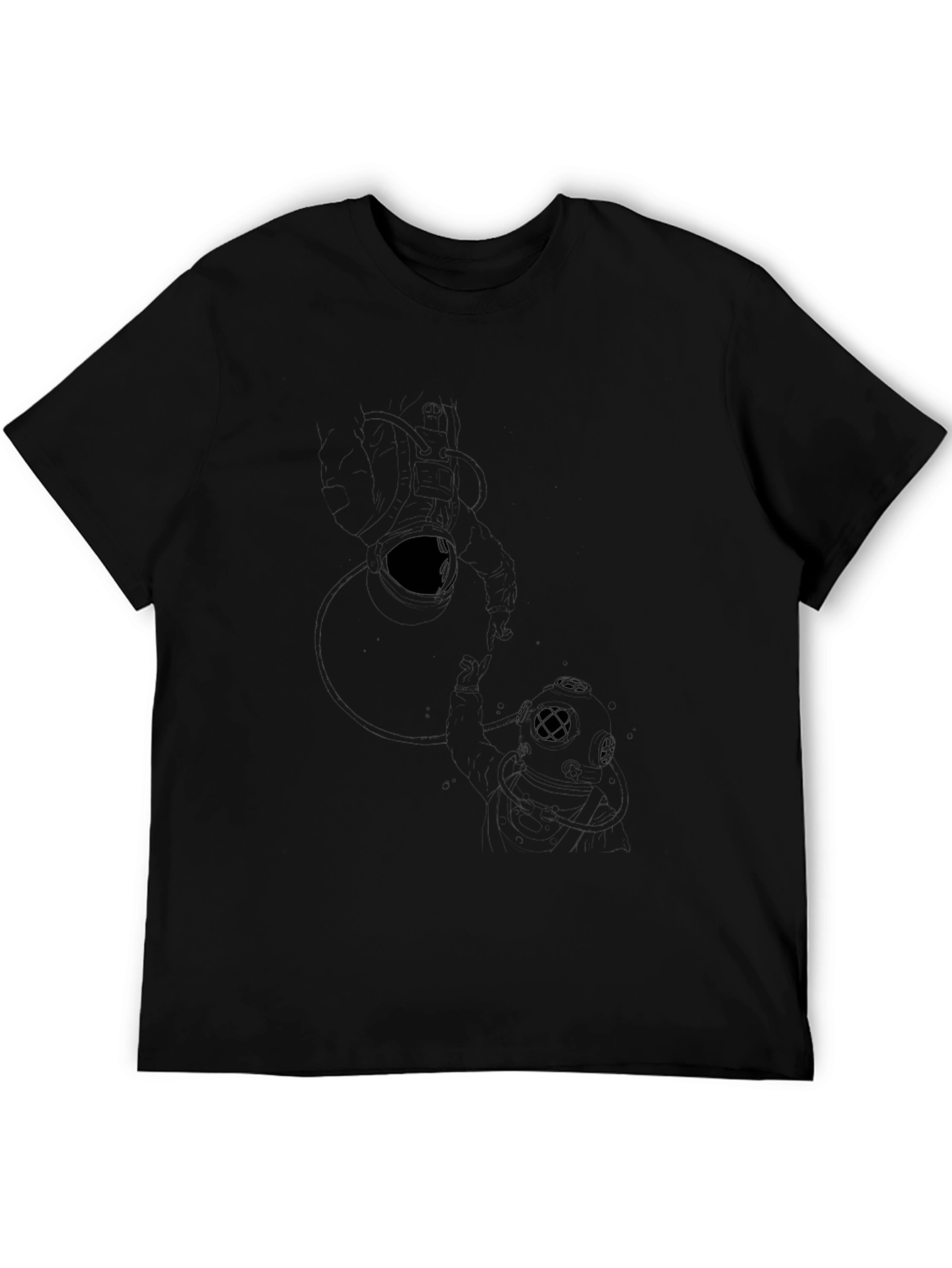 Mens Black Graphic Print Crew Neck T-Shirt