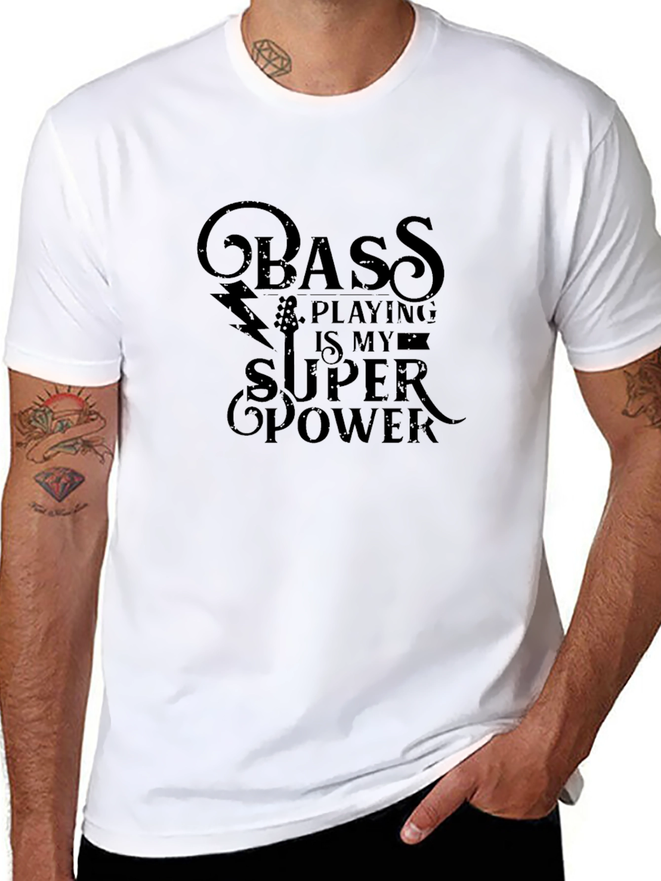 Bass Playing is My Super Power Black T-Shirt