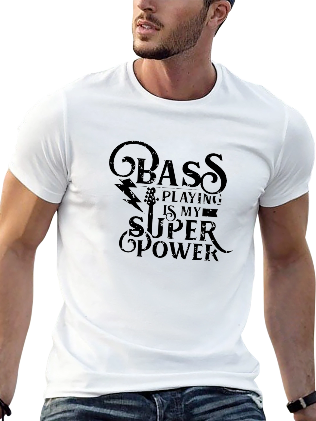 Bass Playing is My Super Power Black T-Shirt