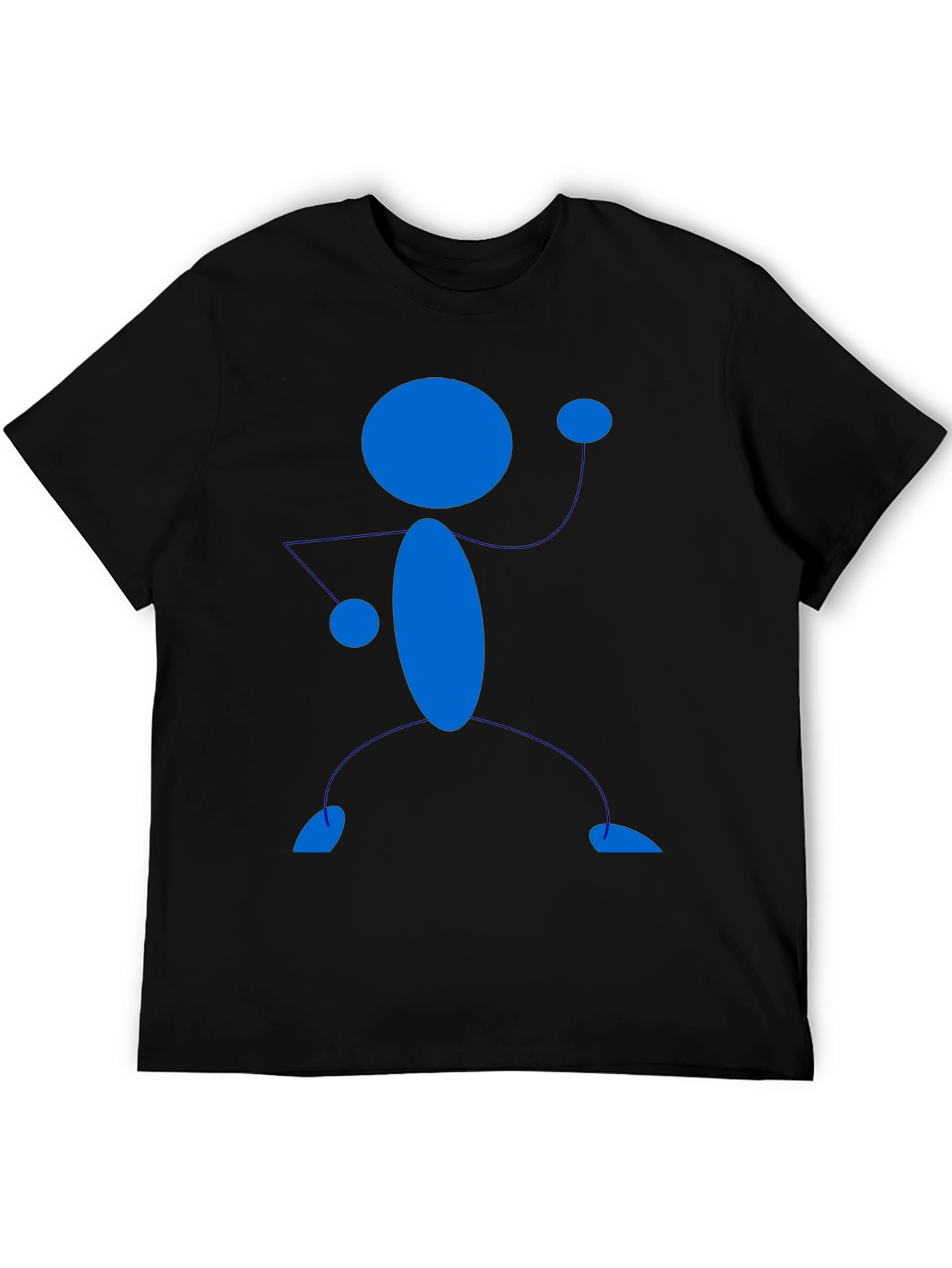 Black T-Shirt with Blue Stick Figure Design
