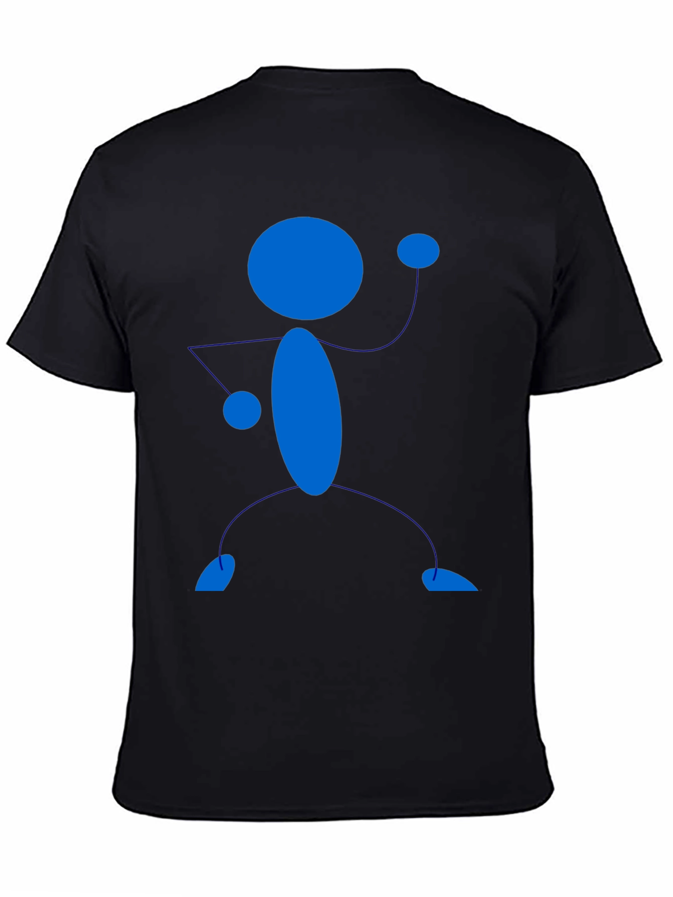 Black T-Shirt with Blue Stick Figure Design