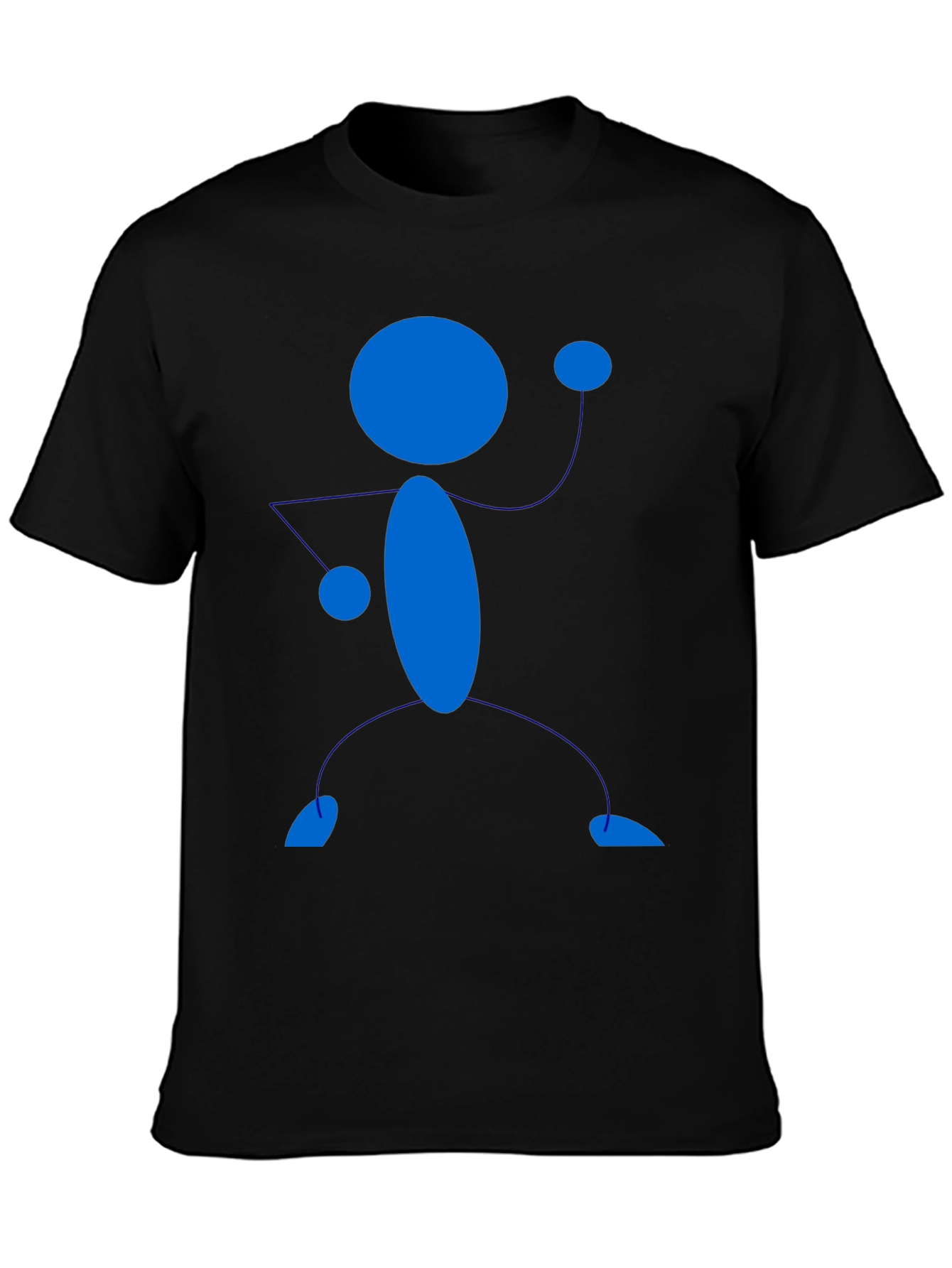 Black T-Shirt with Blue Stick Figure Design