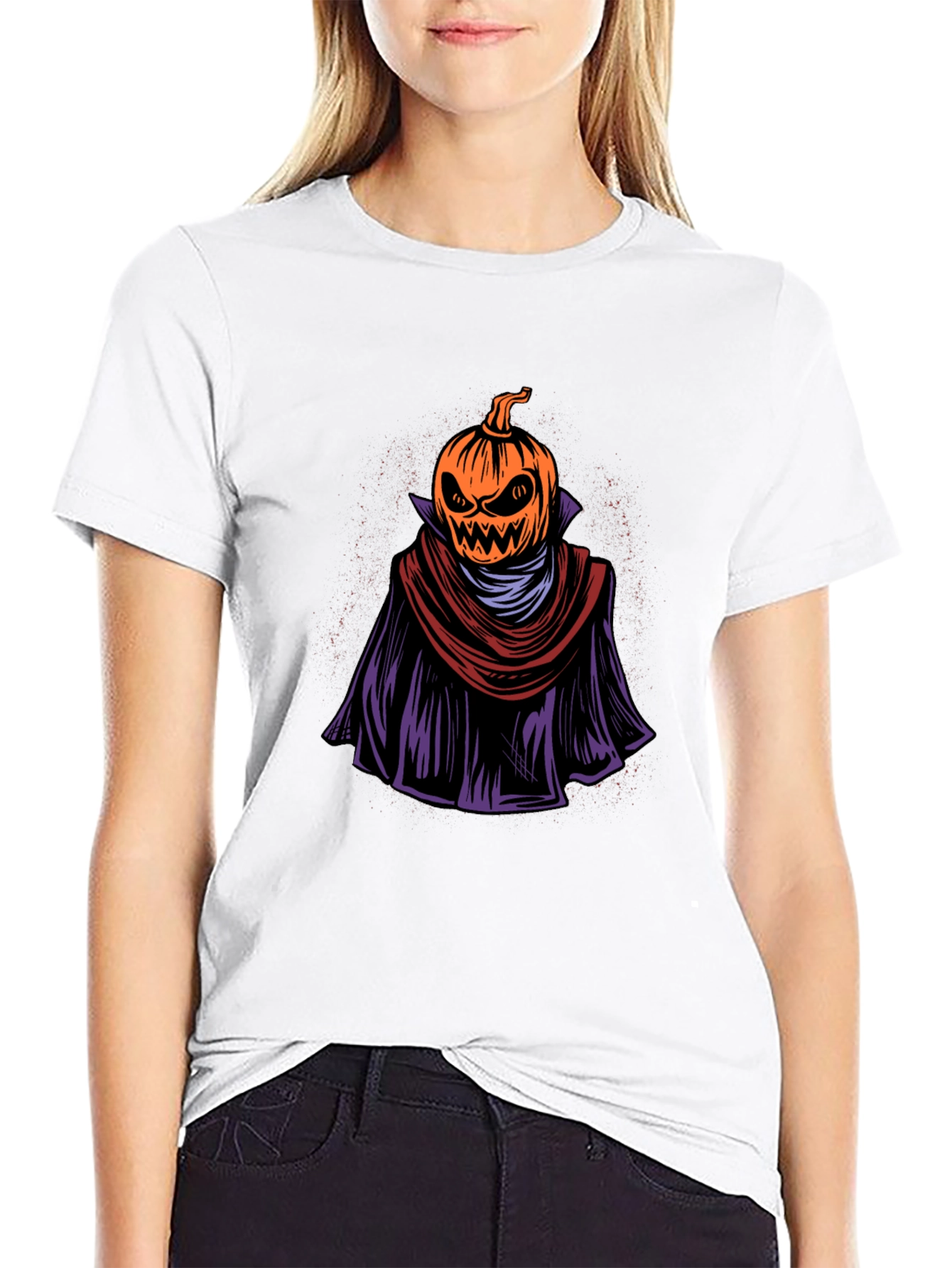 Spooky Pumpkin Head Graphic Tee - Halloween Apparel