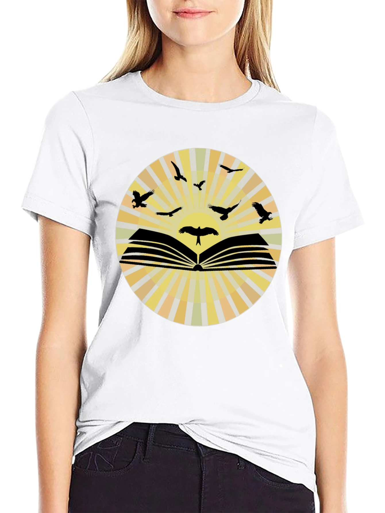 Open Book Bird Silhouette T-Shirt