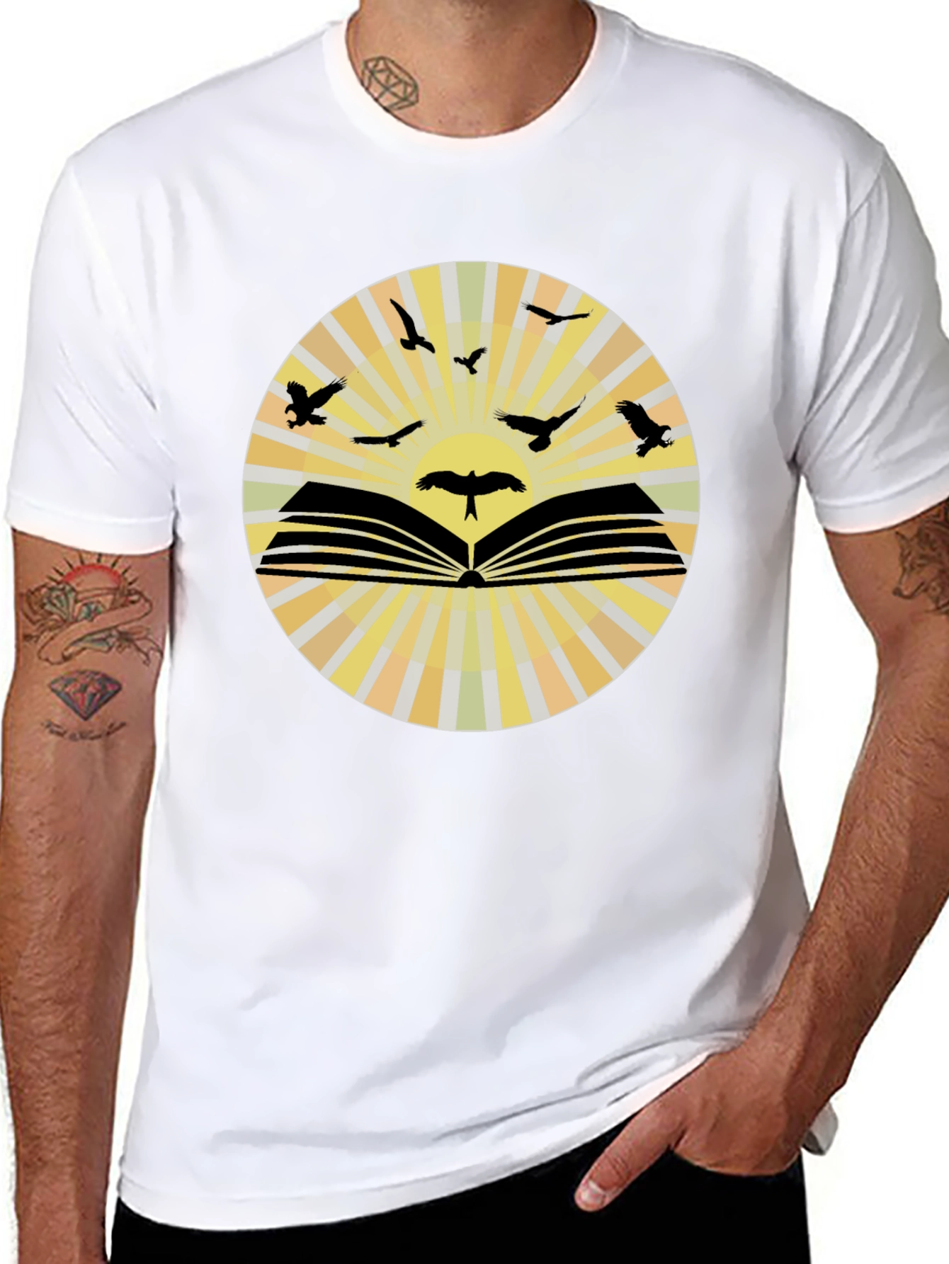 Open Book Bird Silhouette T-Shirt