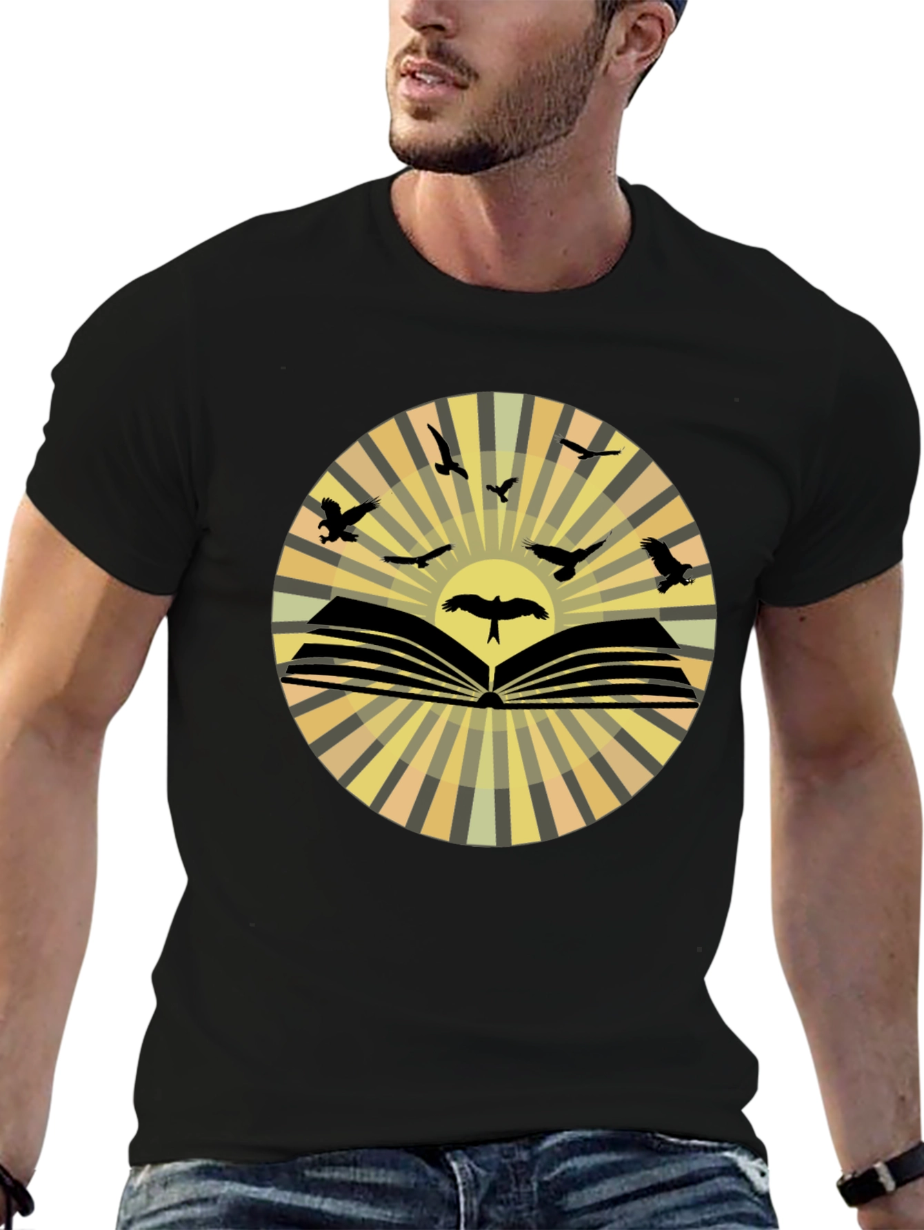 Open Book Bird Silhouette T-Shirt