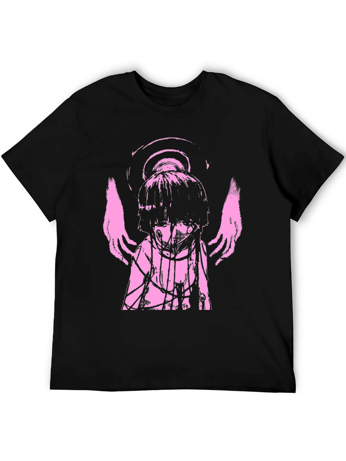Angelic Anime Graphic Tee - Black