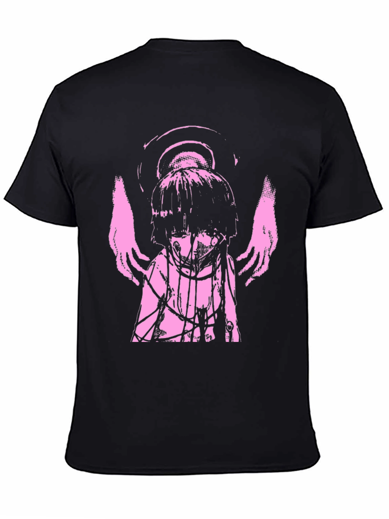 Angelic Anime Graphic Tee - Black