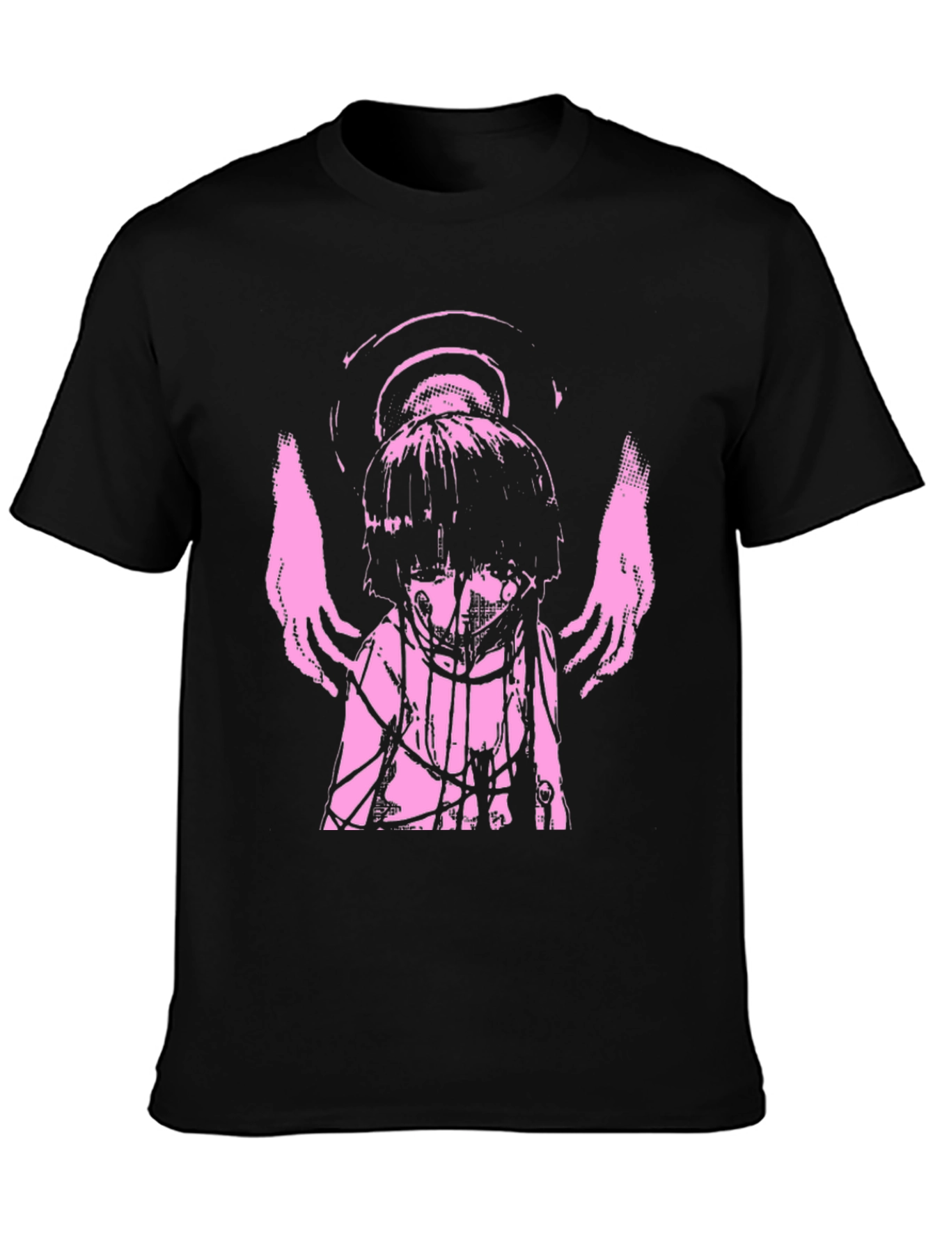 Angelic Anime Graphic Tee - Black