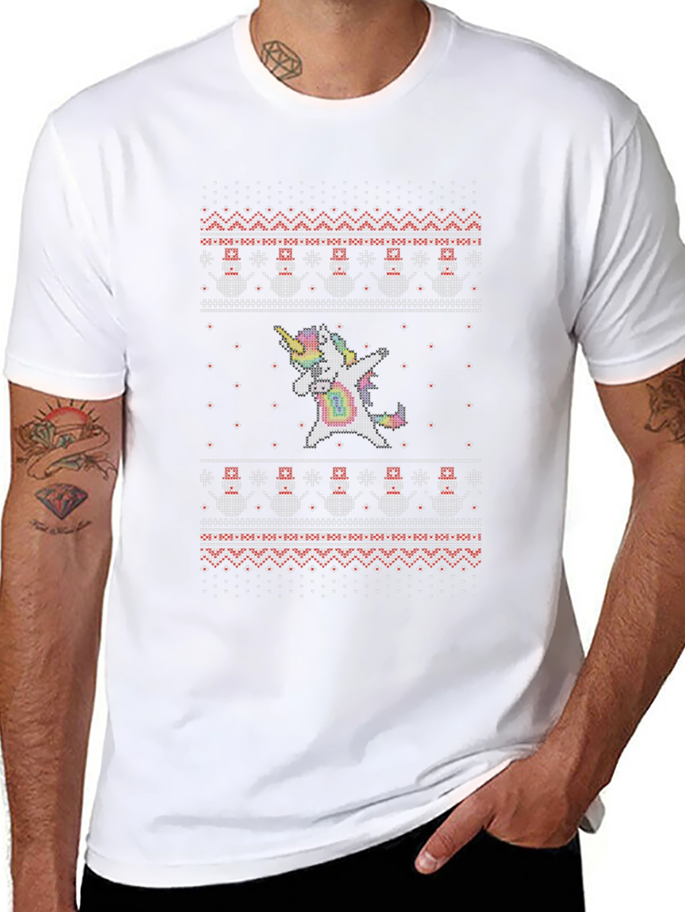 Unicorn Dabbing Ugly Christmas Sweater T-Shirt