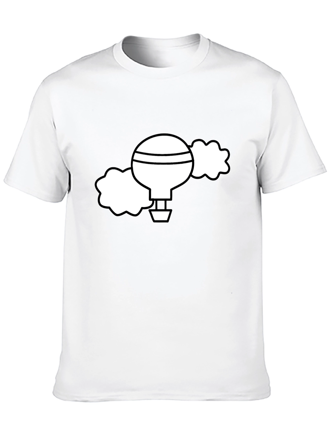 Black T-Shirt with Whimsical Hot Air Balloon Graphic