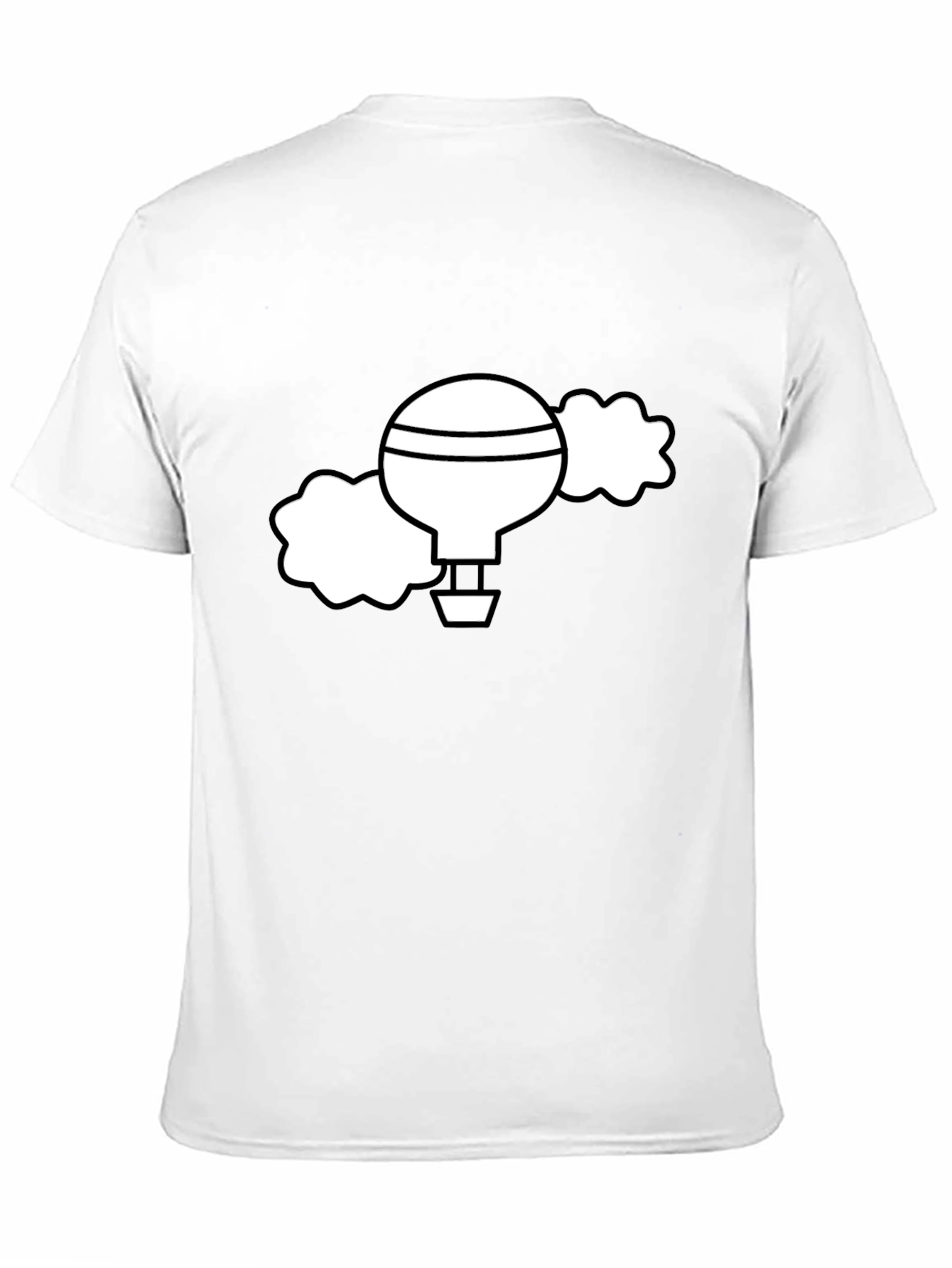 Black T-Shirt with Whimsical Hot Air Balloon Graphic