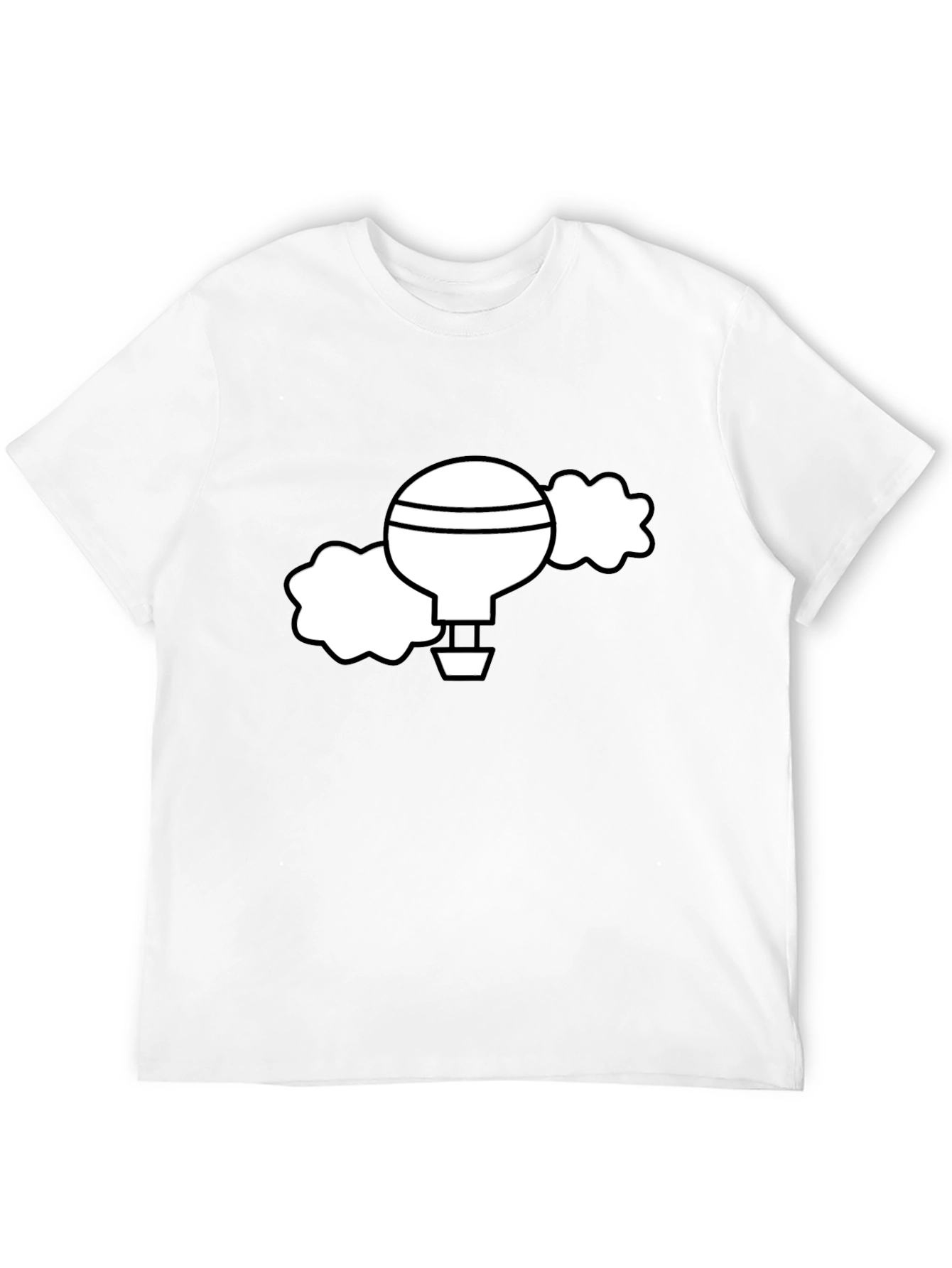 Black T-Shirt with Whimsical Hot Air Balloon Graphic