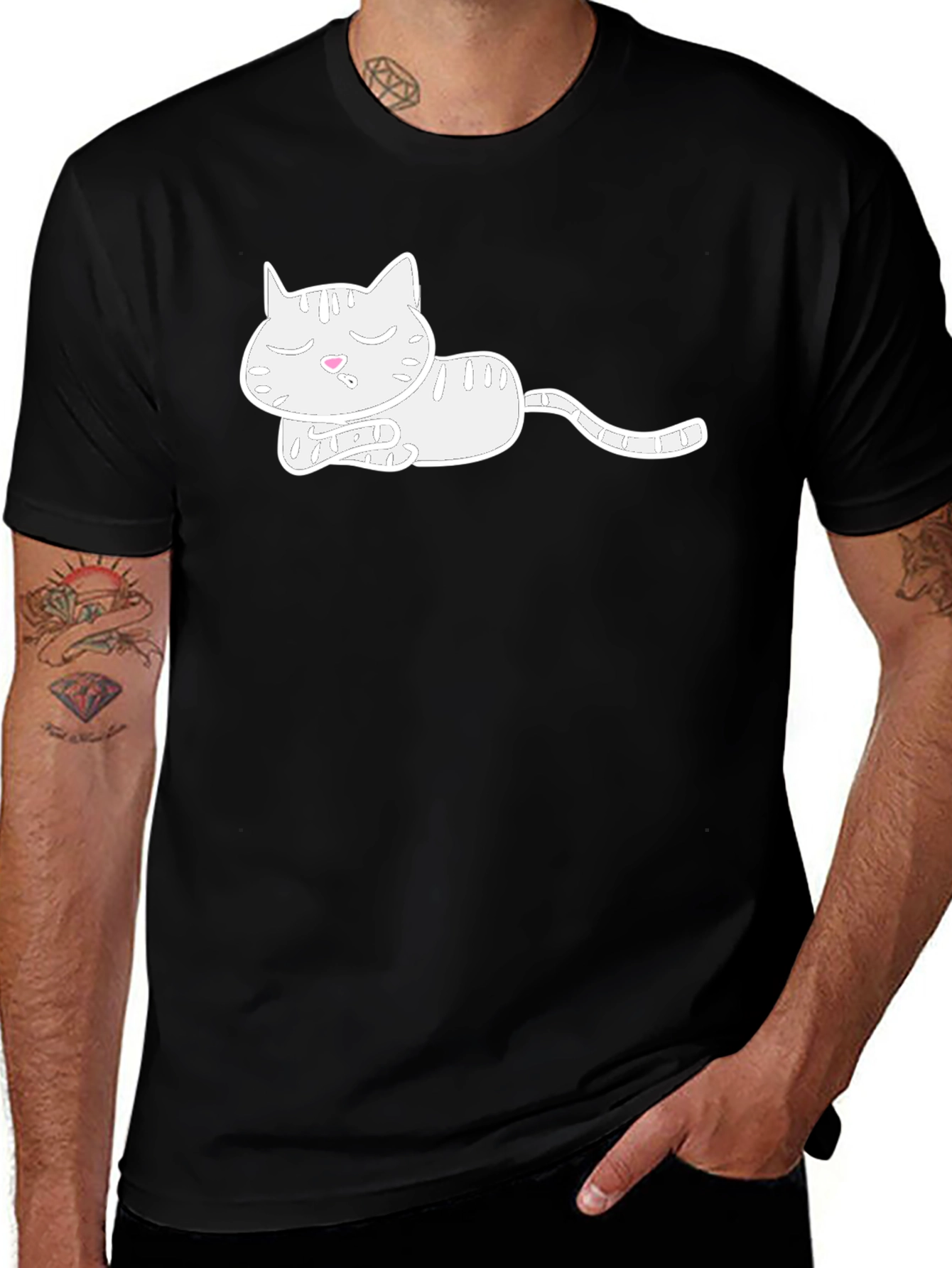 Sleeping Cat Graphic Tee - Soft Cotton Blend