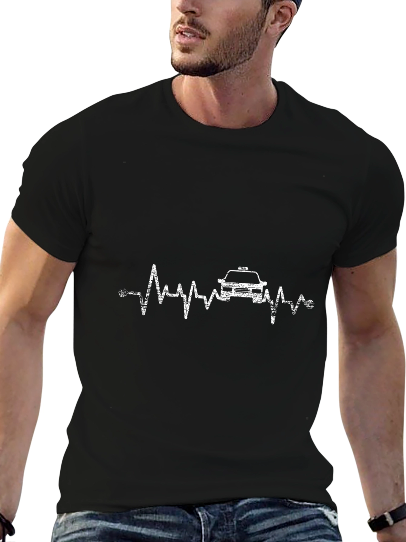 Taxi Heartbeat T-Shirt - Black Graphic Tee