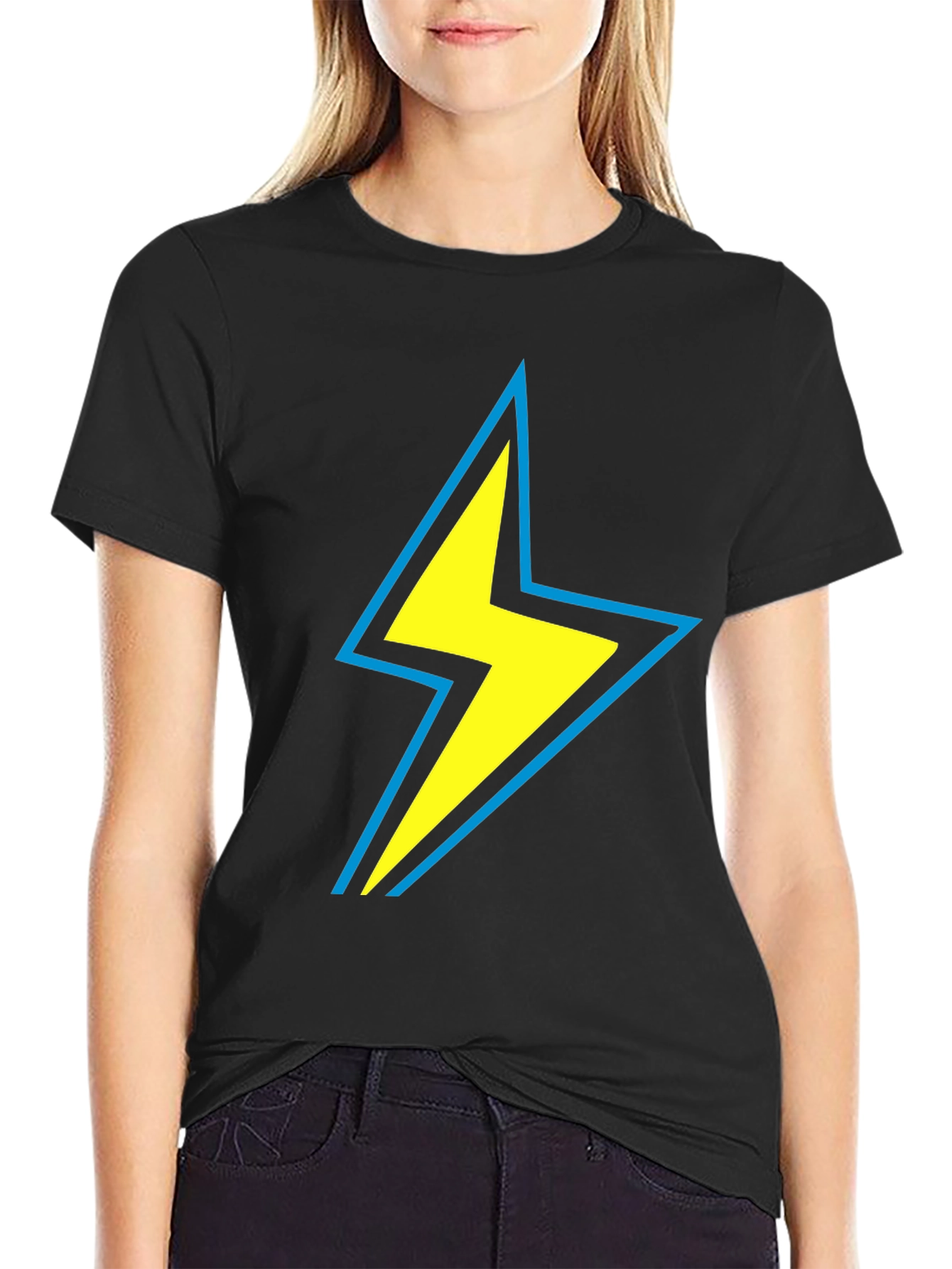 Lightning Bolt Graphic Tee - Black Cotton Comfort
