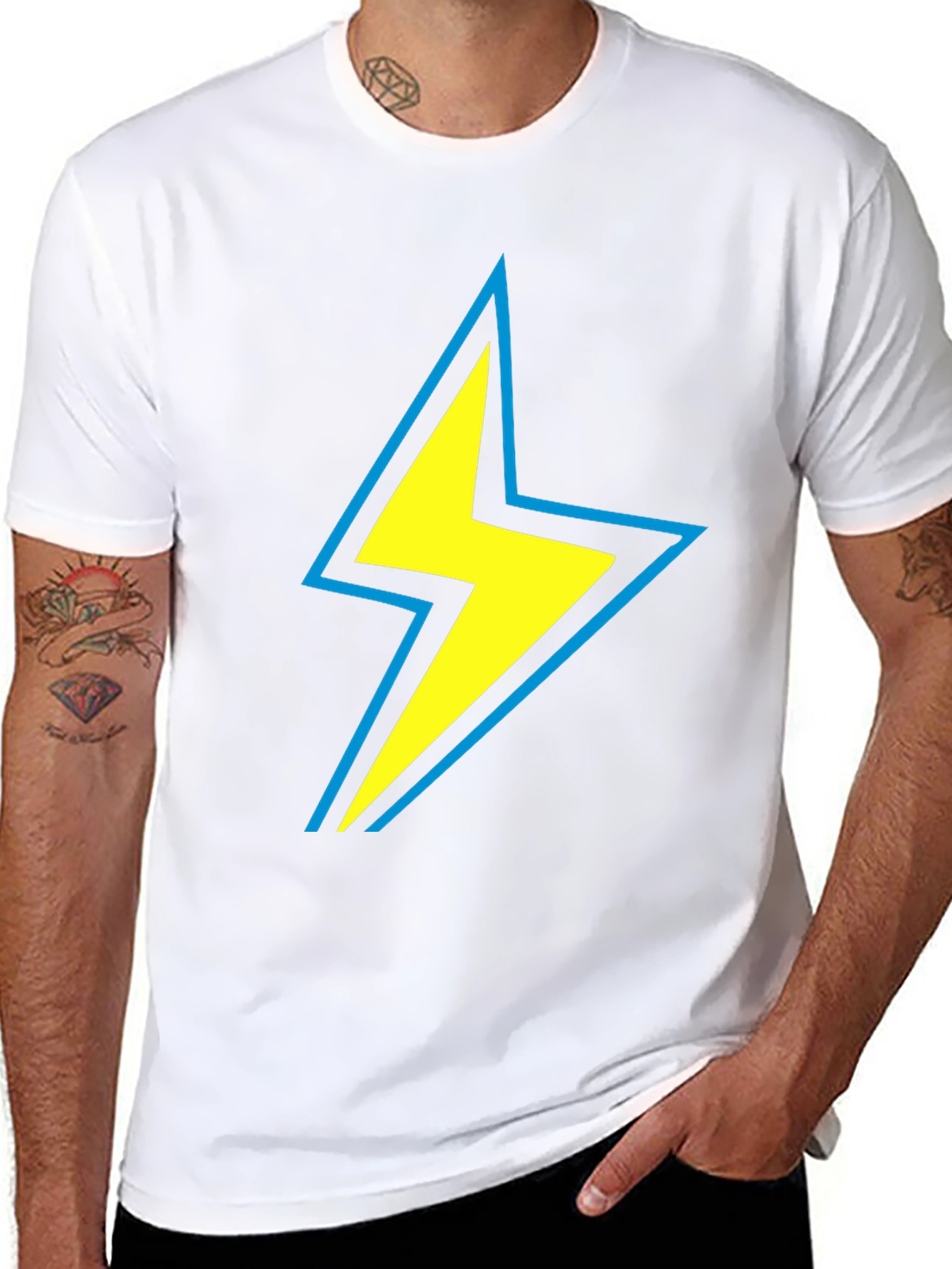 Lightning Bolt Graphic Tee - Black Cotton Comfort