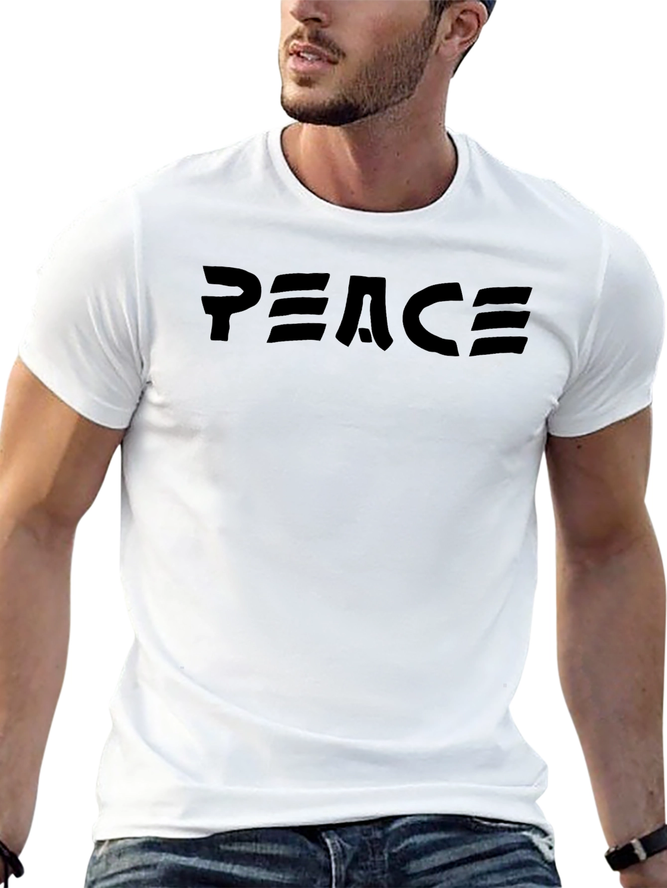 Peace Graphic Crew Neck T-Shirt - Mens Black Tee