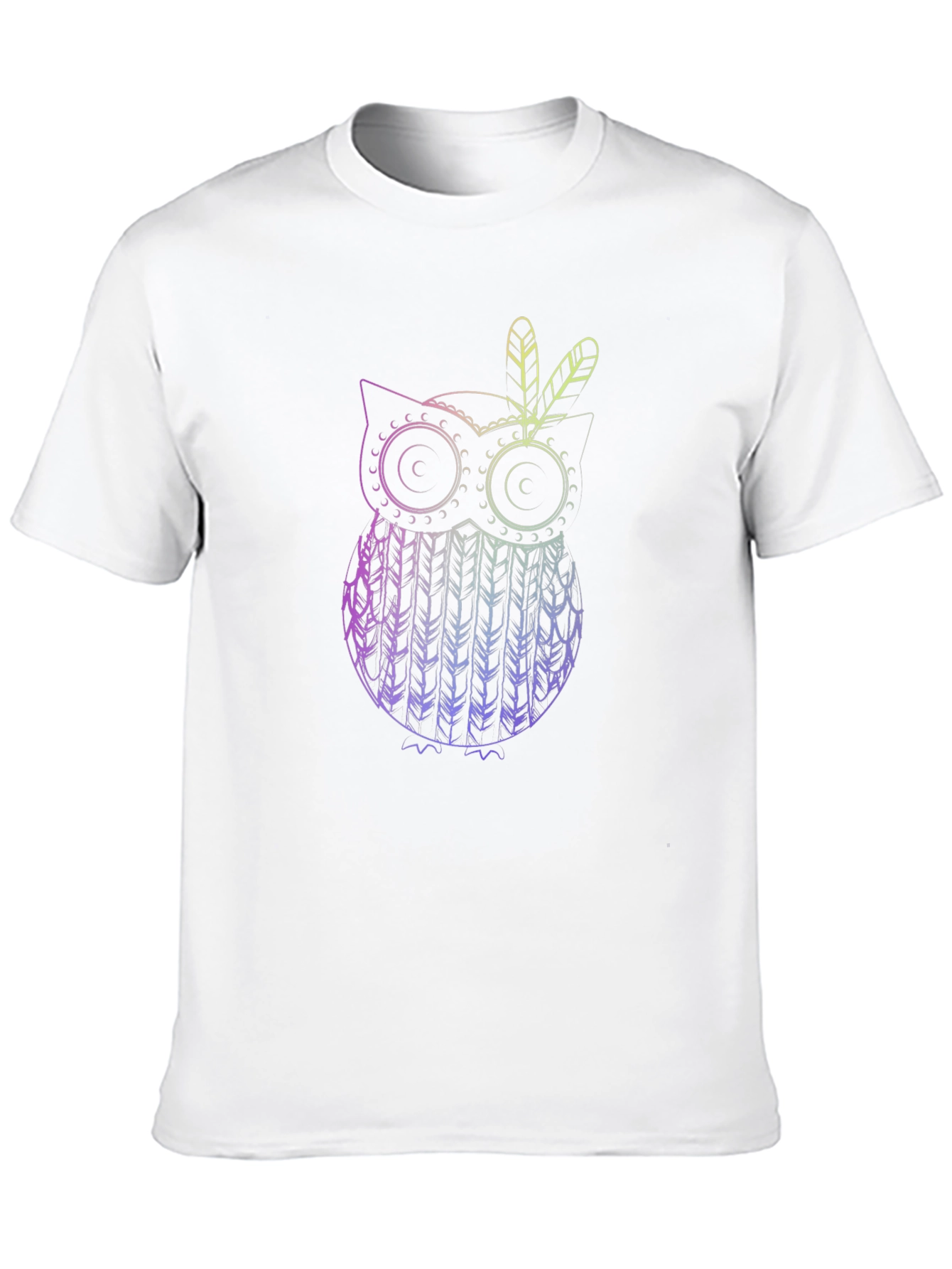 Owl Feather Graphic Black T-Shirt