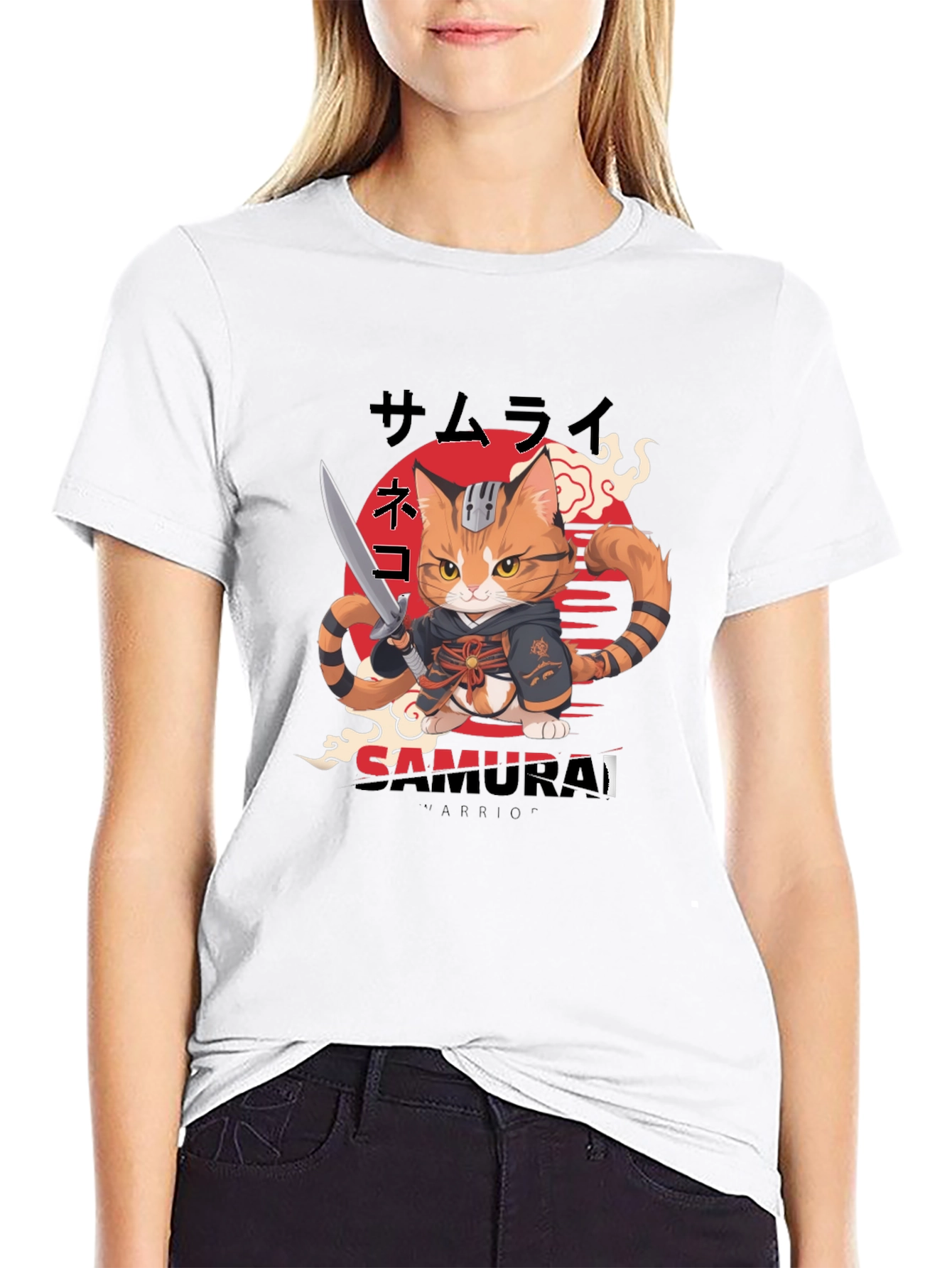 Samurai Cat Warrior Graphic Tee
