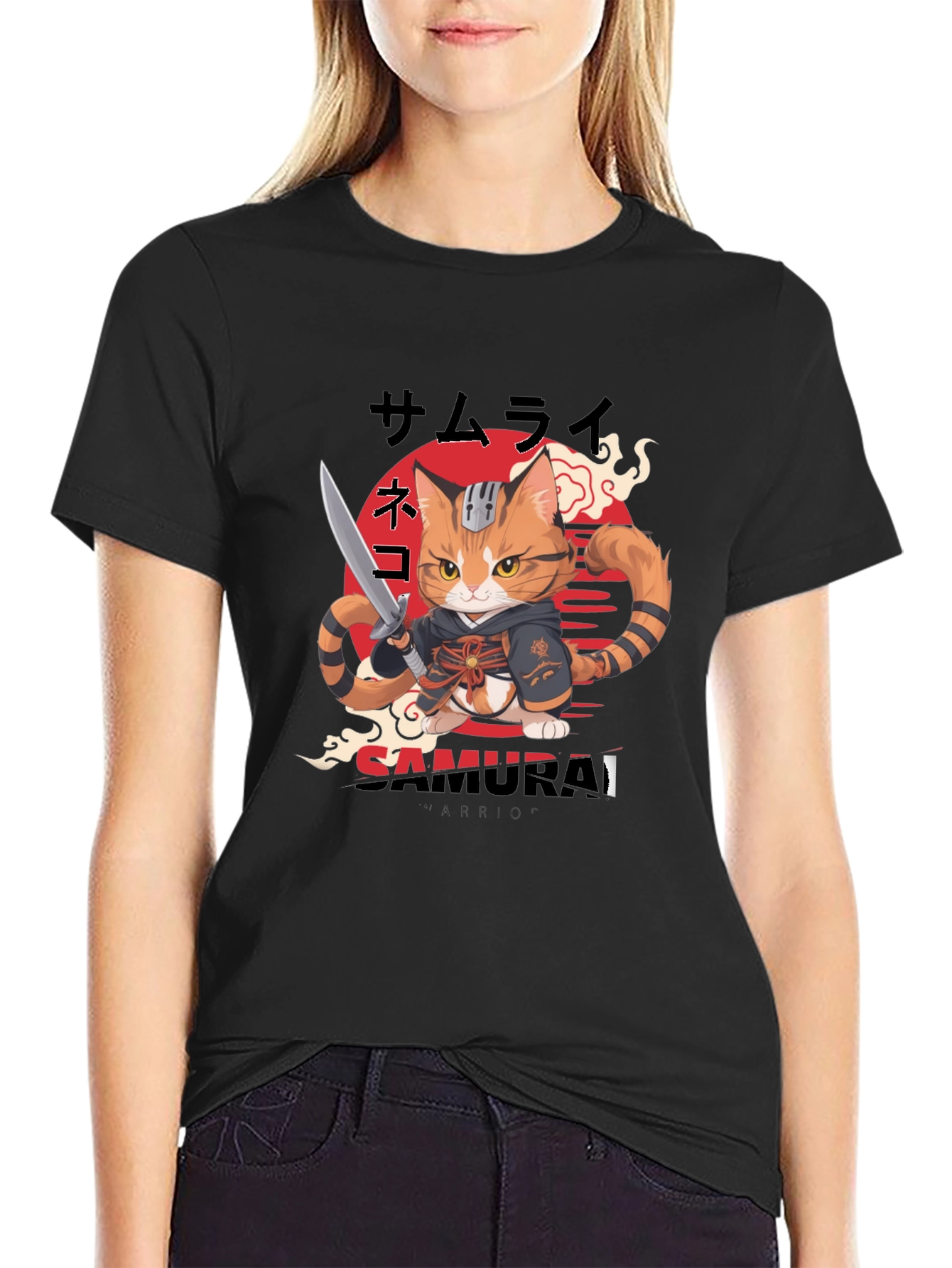 Samurai Cat Warrior Graphic Tee