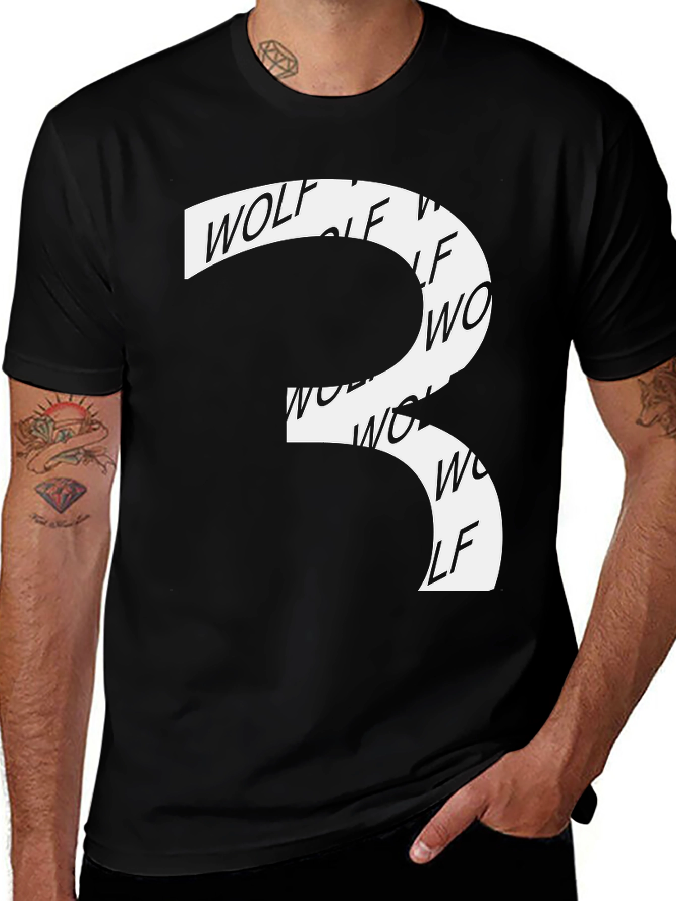 Wolf Graphic Black T-Shirt - Unique Design