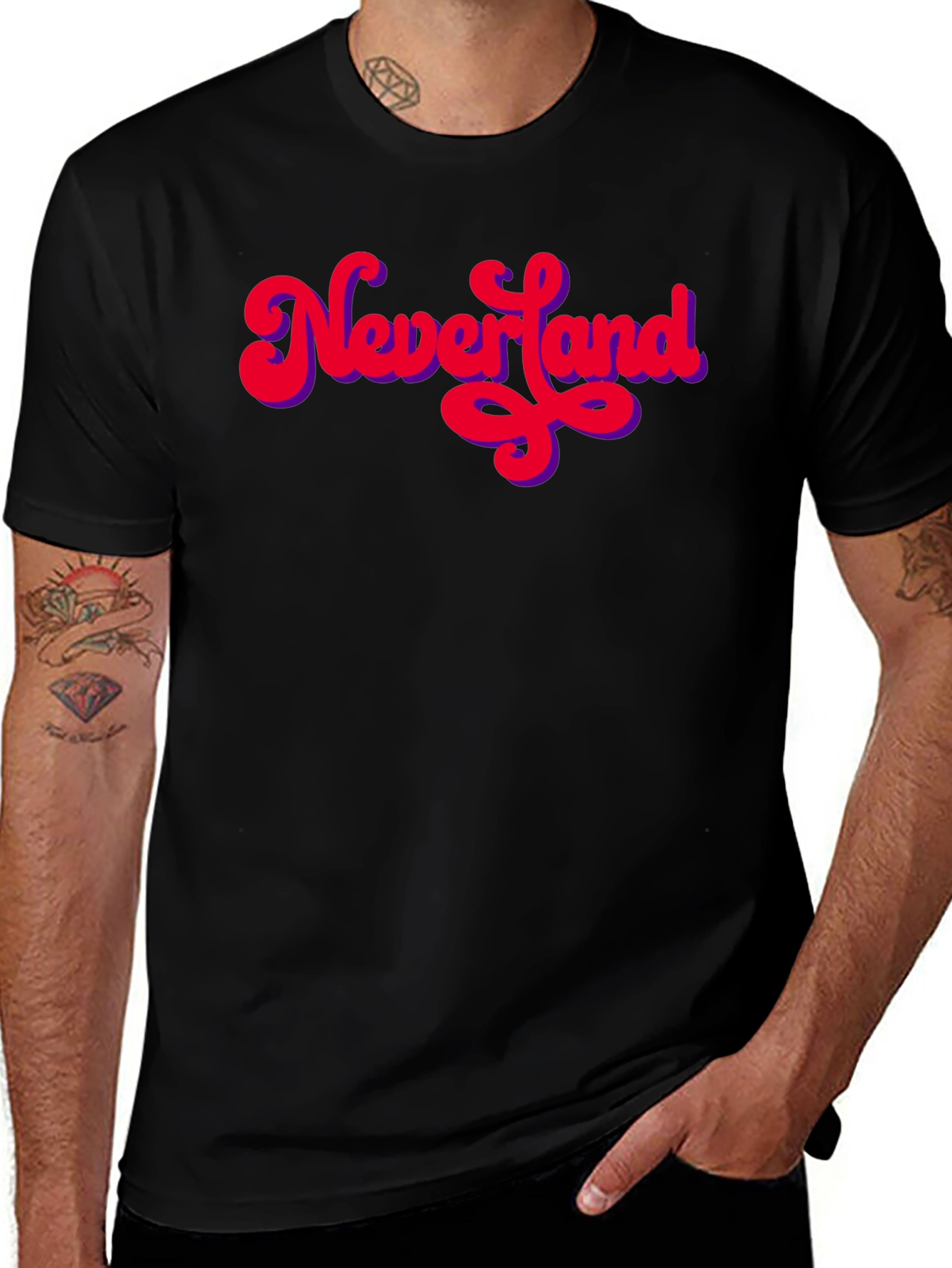 Neverland Retro T-Shirt - Black Crew Neck Tee