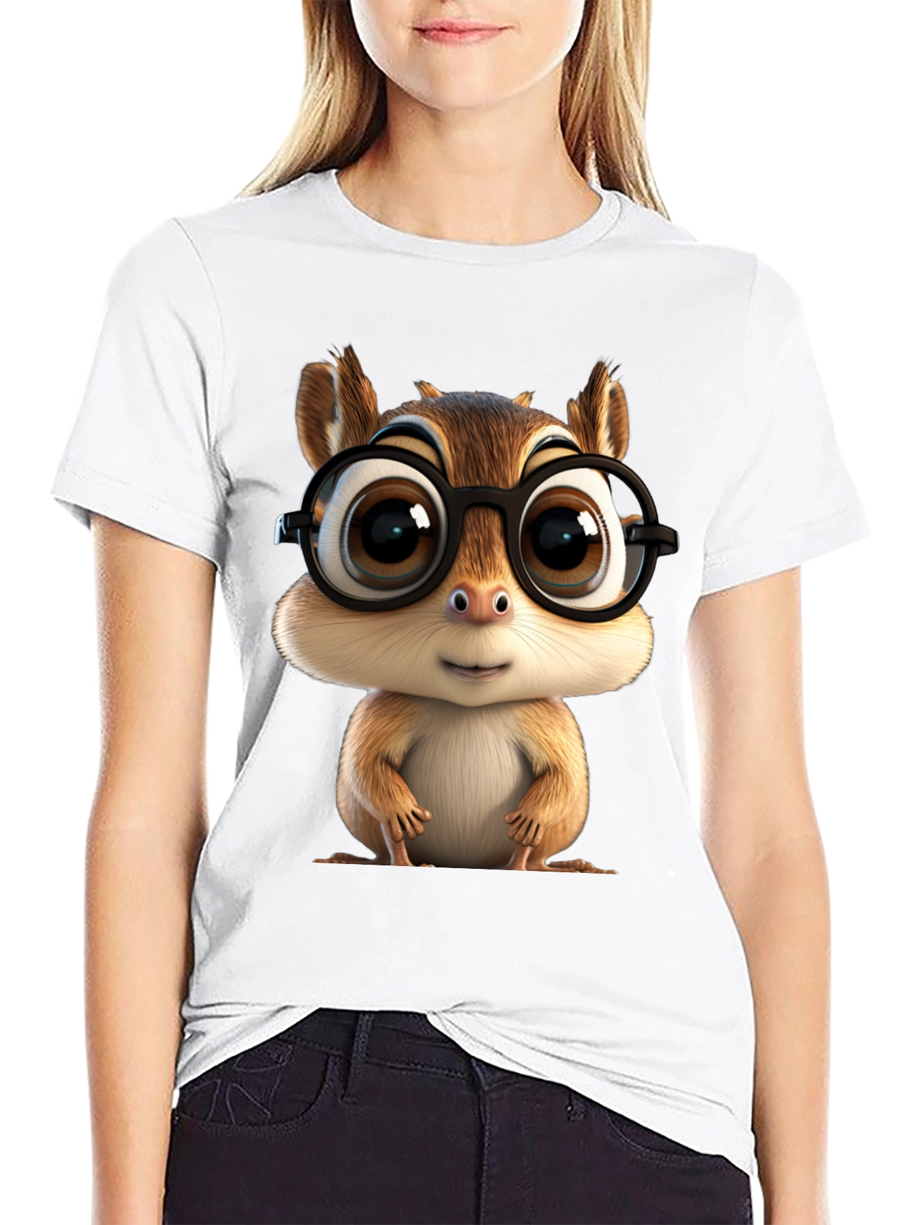 Cute Chipmunk T-Shirt with Glasses