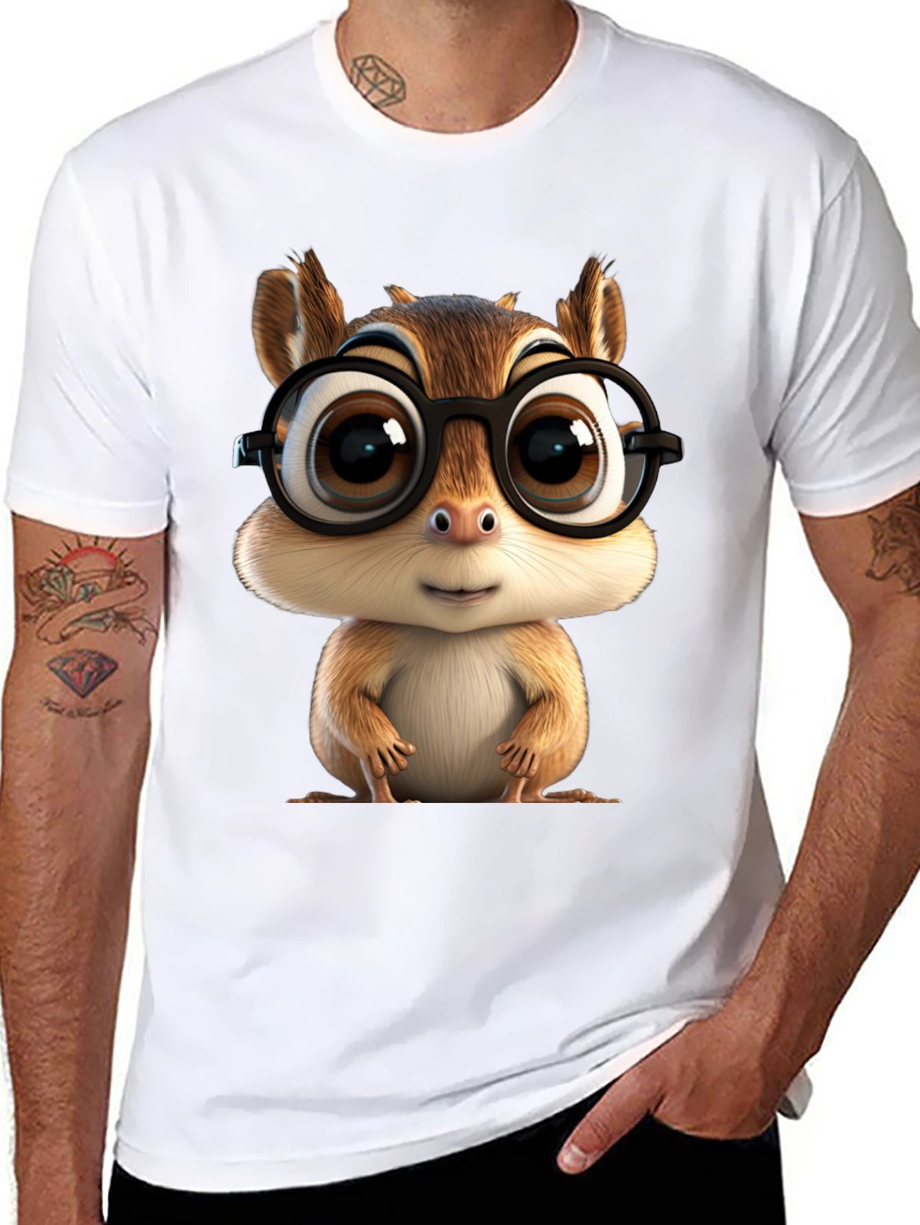 Cute Chipmunk T-Shirt with Glasses