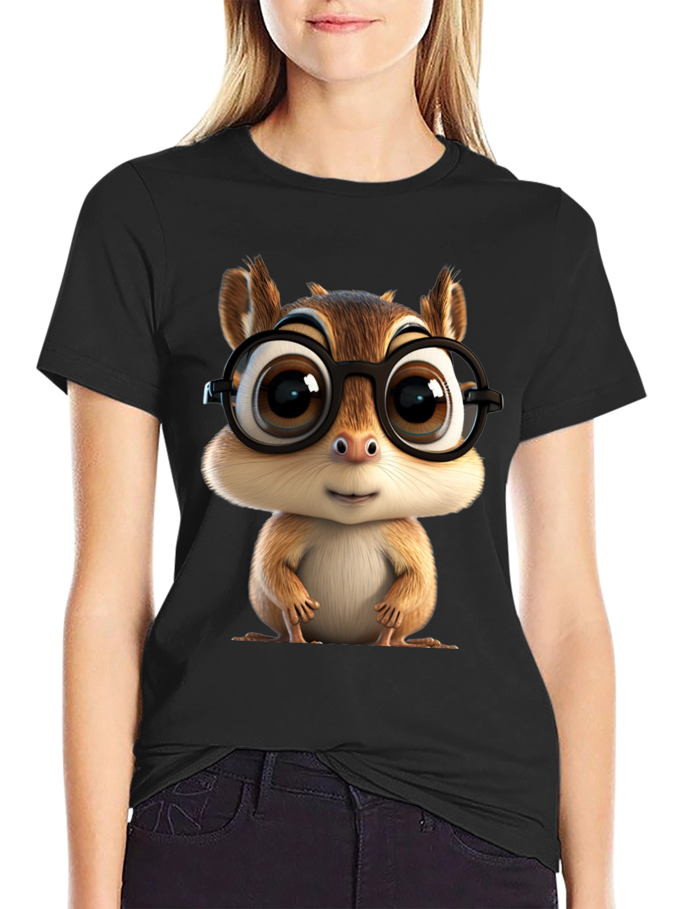 Cute Chipmunk T-Shirt with Glasses