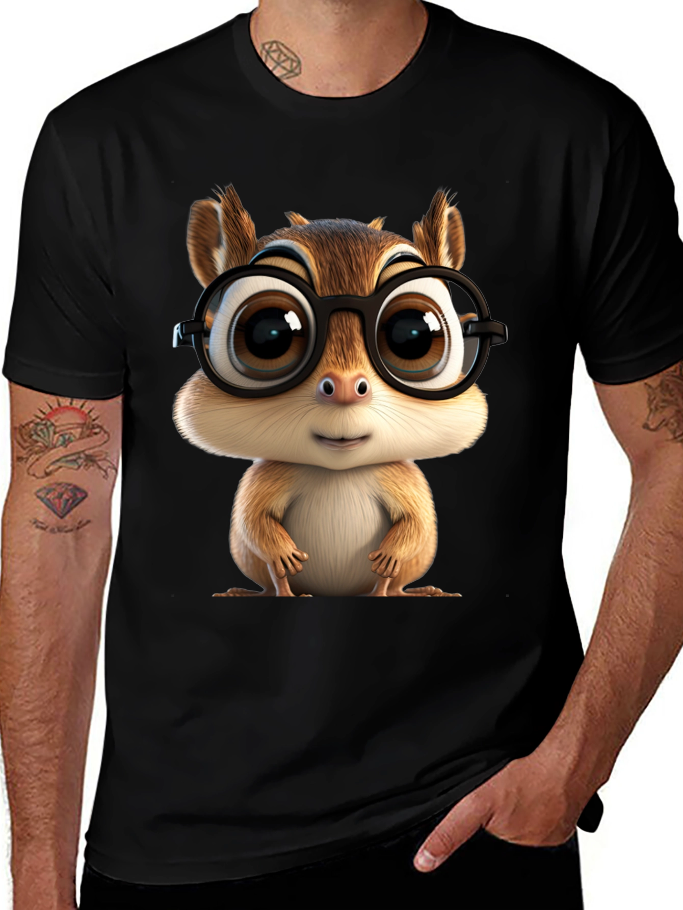 Cute Chipmunk T-Shirt with Glasses