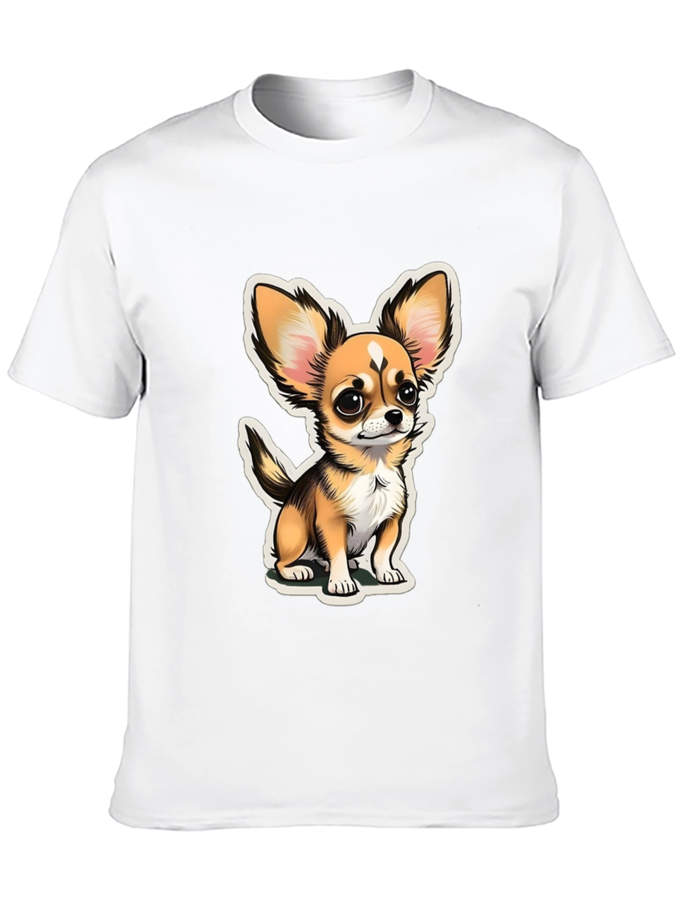 Cartoon Chihuahua Graphic Tee - Black