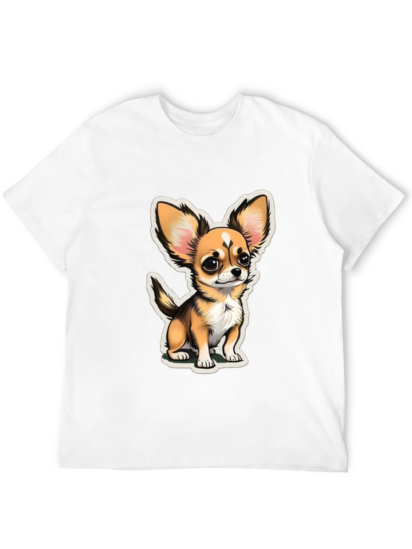 Cartoon Chihuahua Graphic Tee - Black