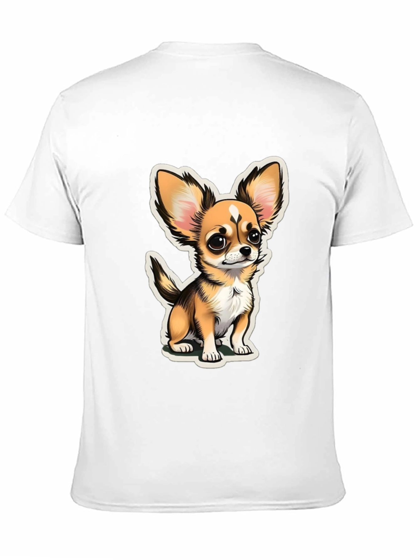 Cartoon Chihuahua Graphic Tee - Black