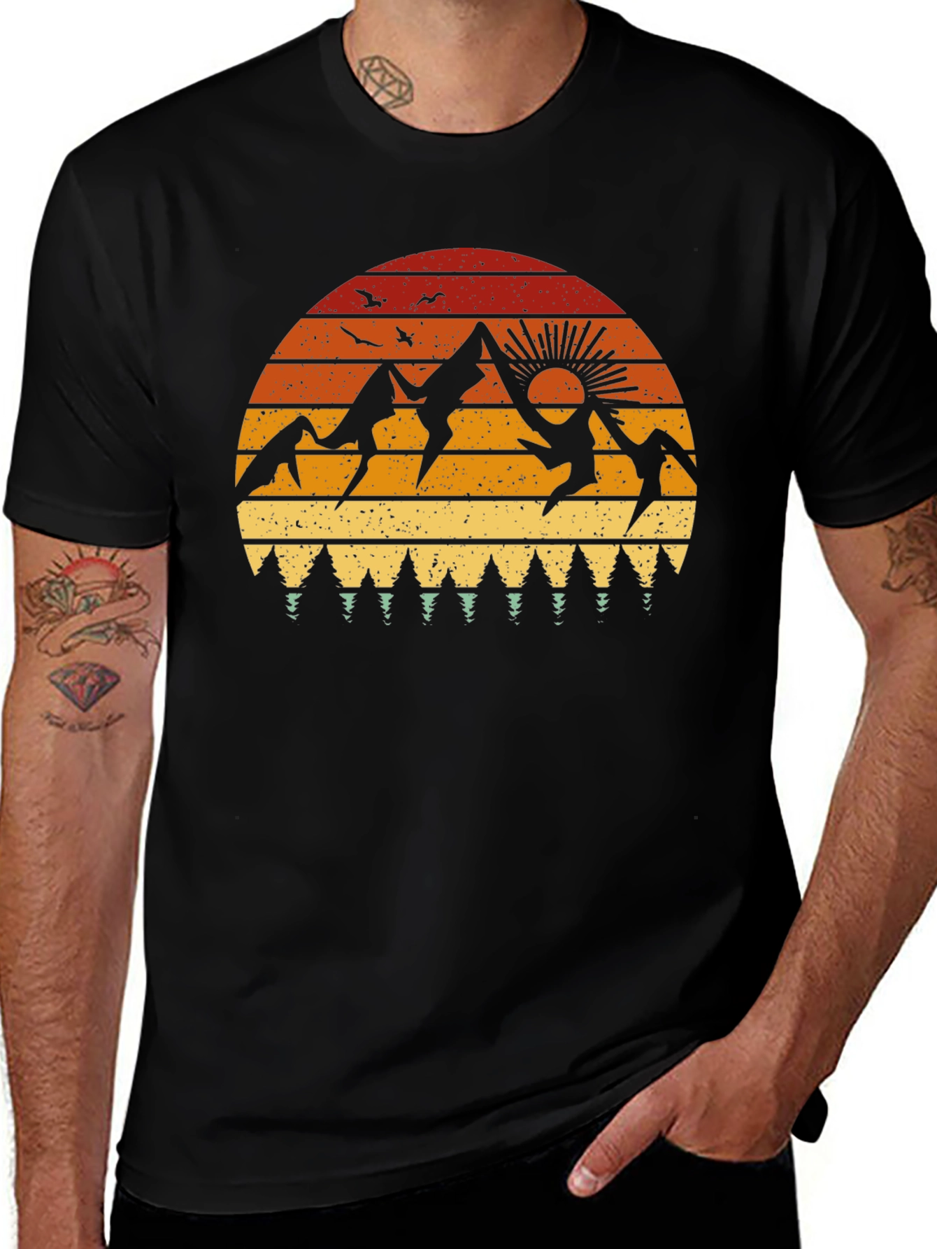 Retro Mountain Sunset Graphic Tee