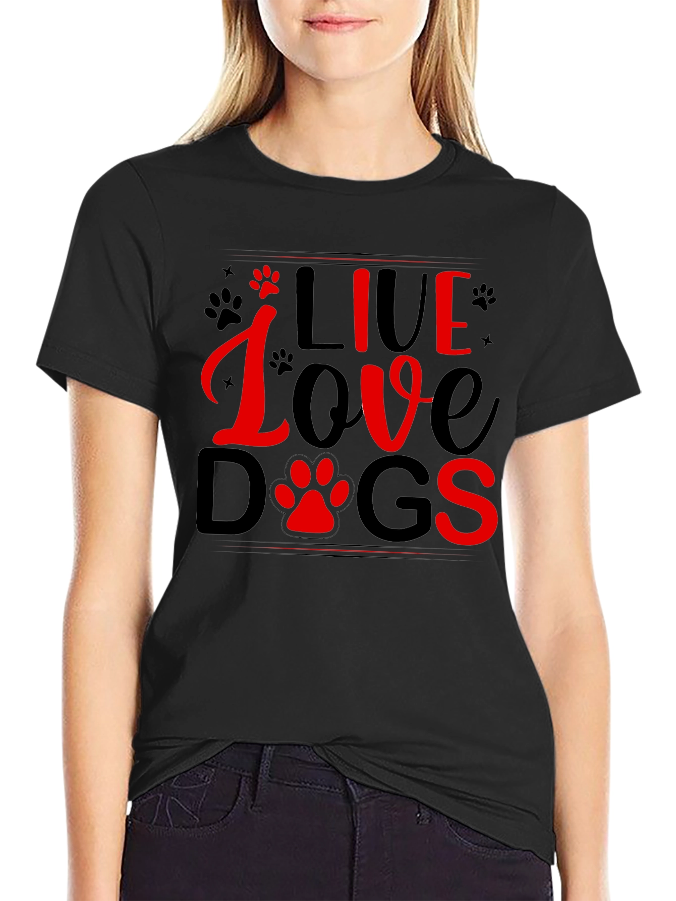 Live Love Dogs T-Shirt - Black Tee